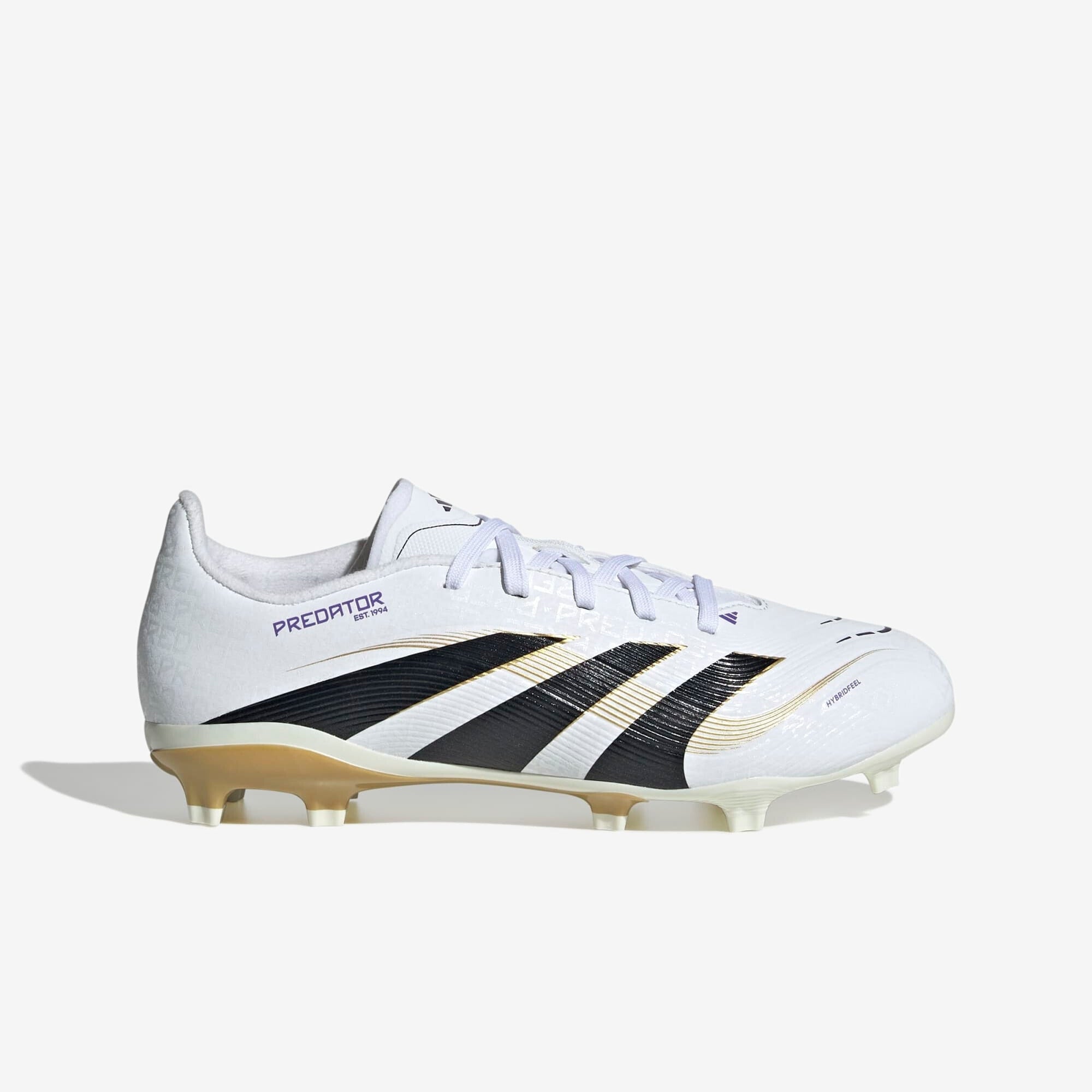 adidas Jr. Predator League Kids' FG Low-Top Soccer Cleats - Ftwr White / Core Black / Gold Met.