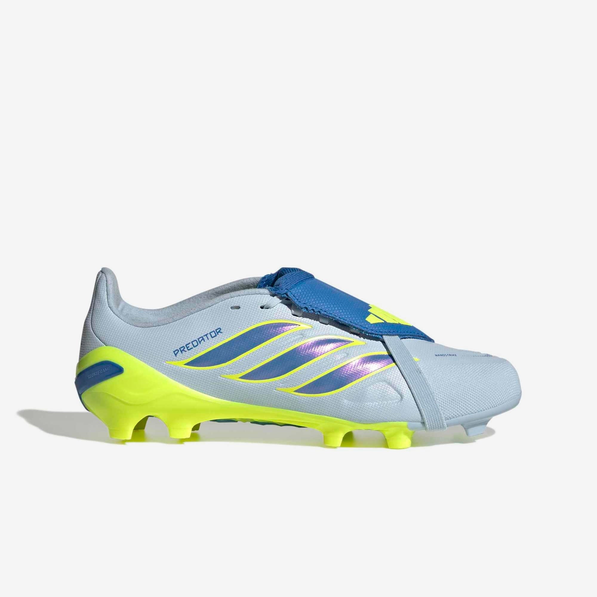adidas Jr. Predator League Fold-Over Tongue Big Kids' Firm-Ground Low-Top Soccer Cleats - Crystal Sky / Ray Blue / Team Solar Yellow 2