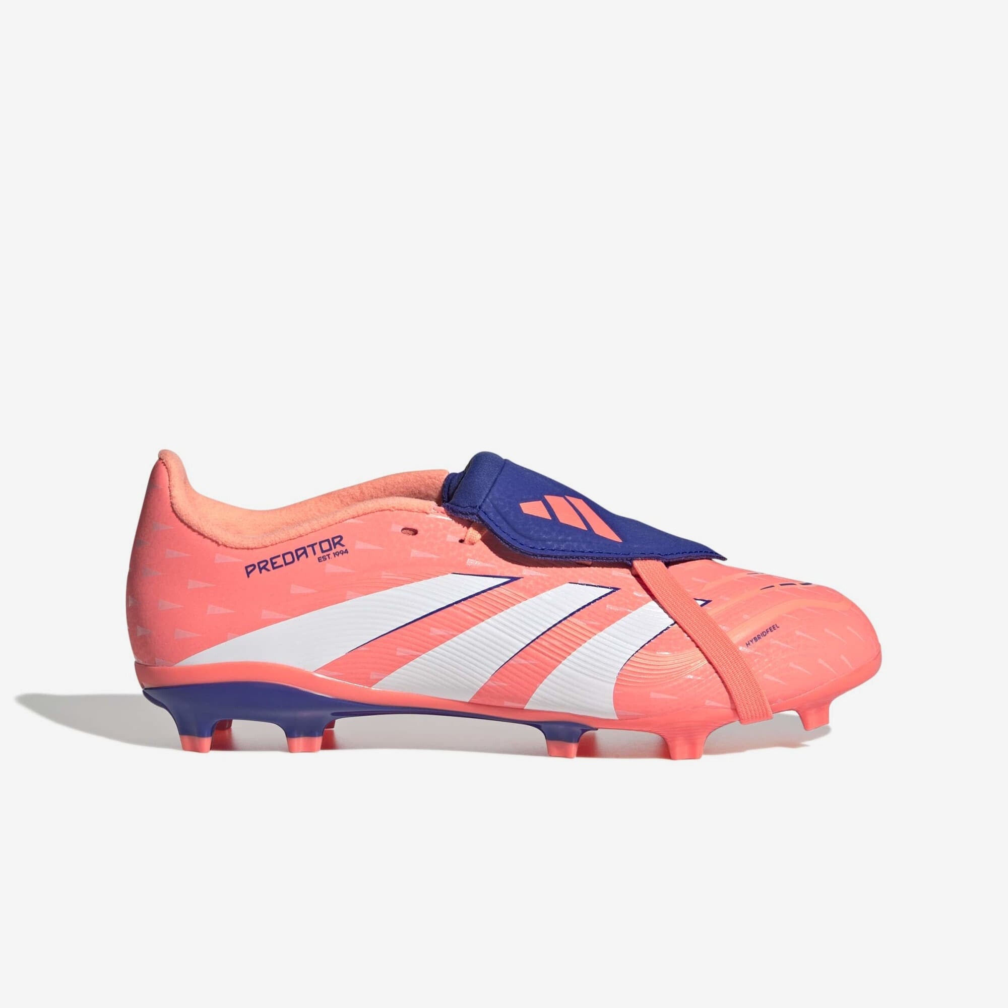 adidas Jr. Predator League Fold-Over Tongue Big Kids' Firm/Multi-Ground Low-Top Soccer Cleats - Signal Coral / Cloud White / Beam Orange