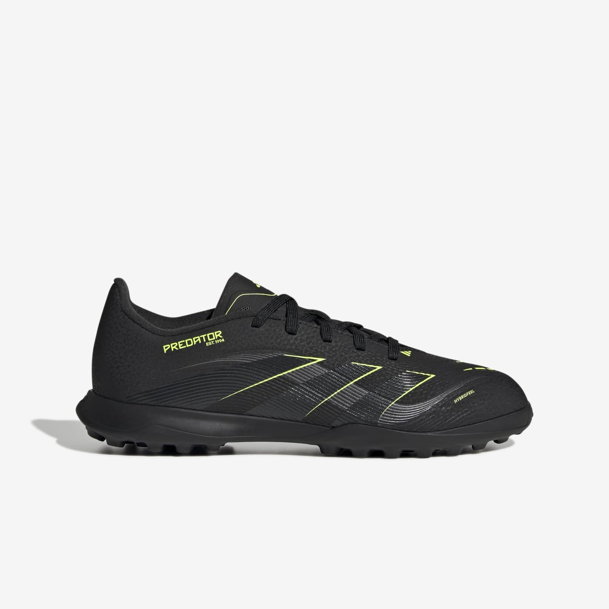 adidas Jr. Predator League Kids' Turf Low-Top Soccer Shoes - Core Black / Carbon / Lucid Lemon