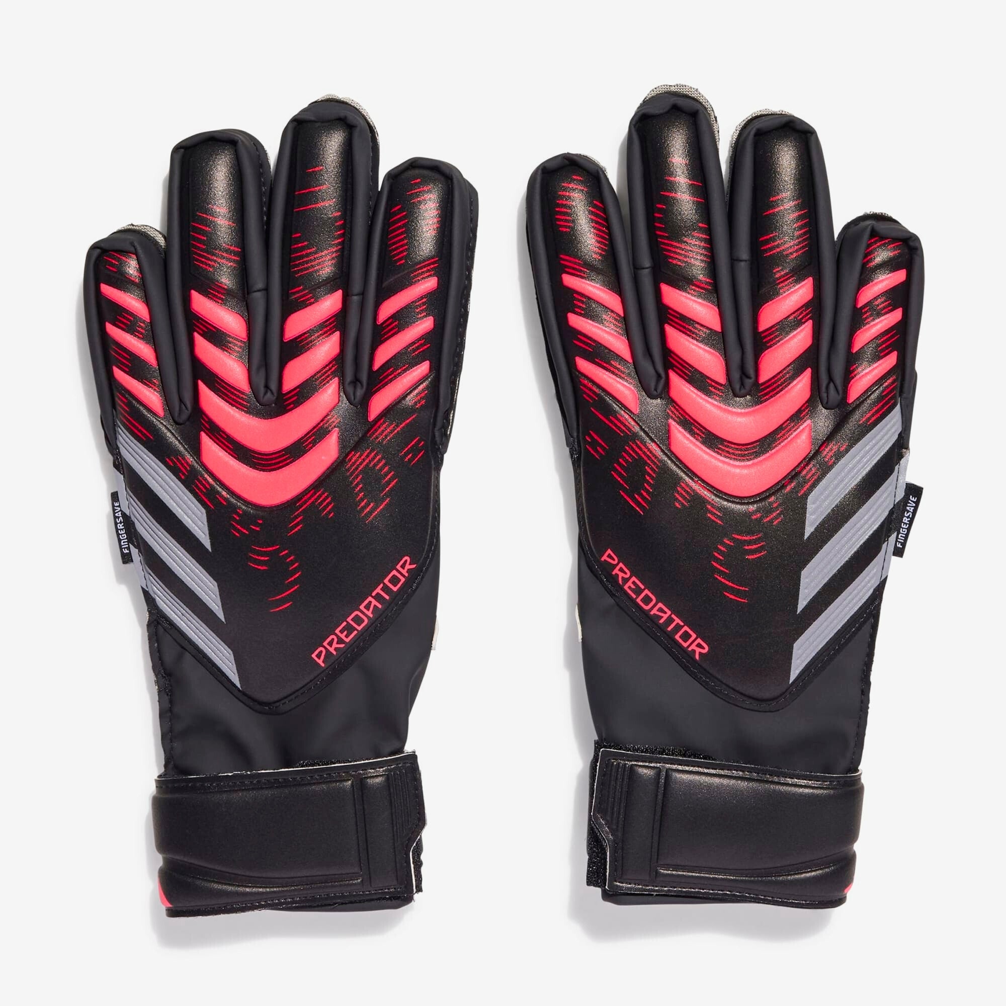 adidas Jr. Predator Match Fingersave Goalkeeper Gloves - Black / Black / Lucid Red
