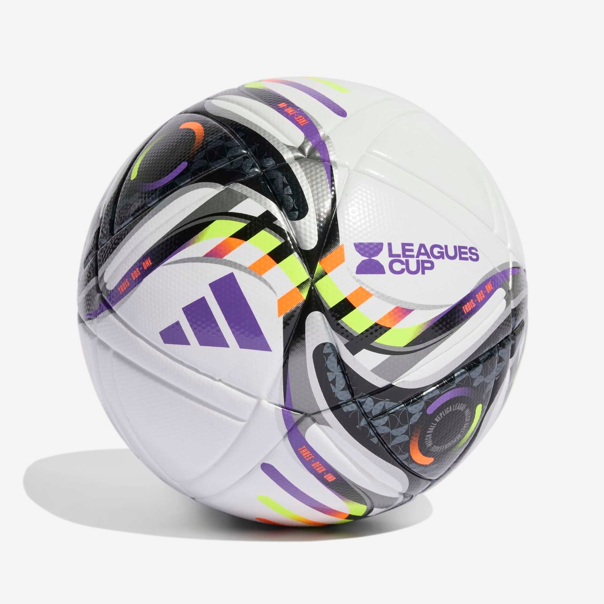 adidas Leagues Cup 25 League Soccer Ball - White / Black / Solar Orange / Solar Yellow