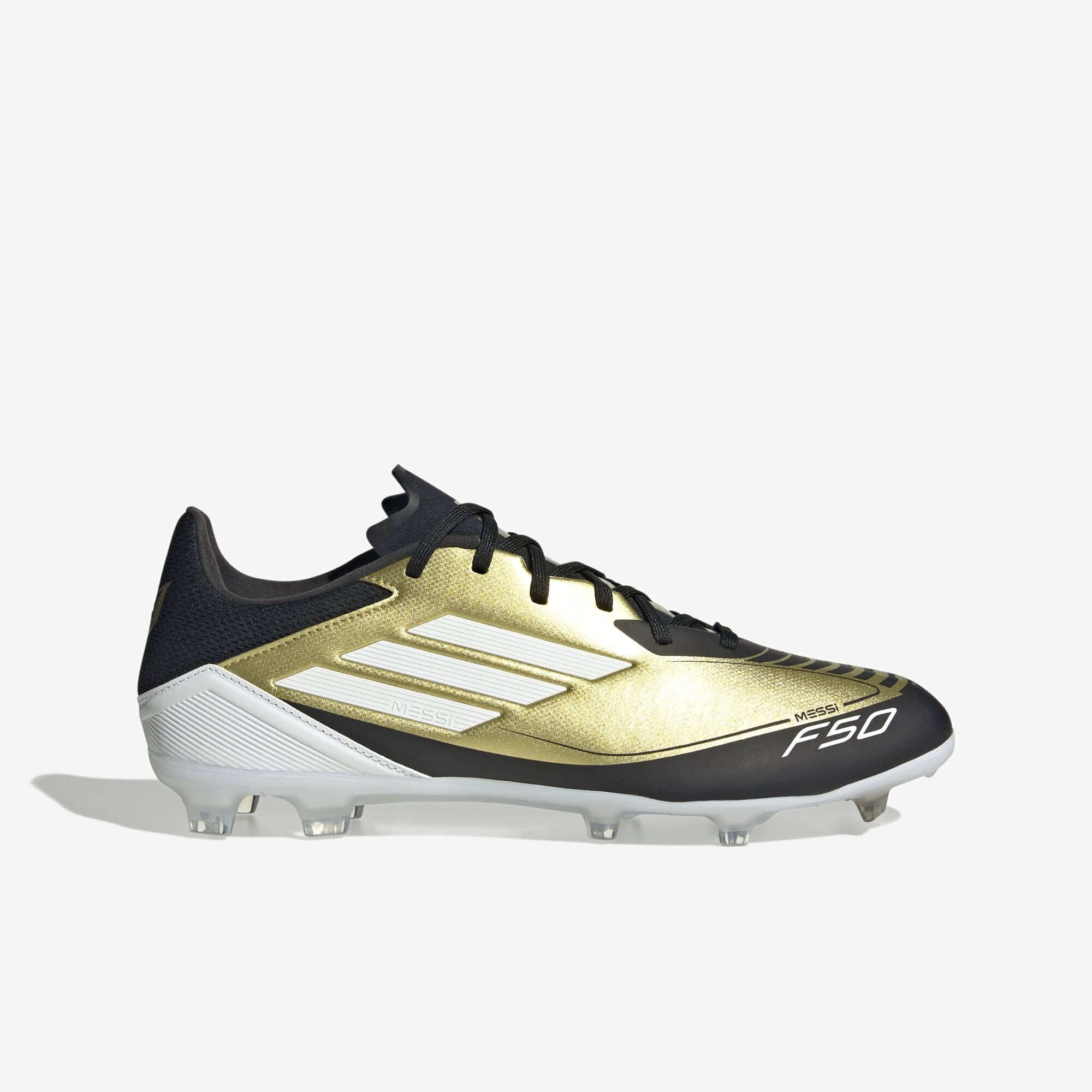 adidas Messi F50 League FG/MG Low-Top Soccer Cleats - Gold Metallic / Cloud White / Core Black