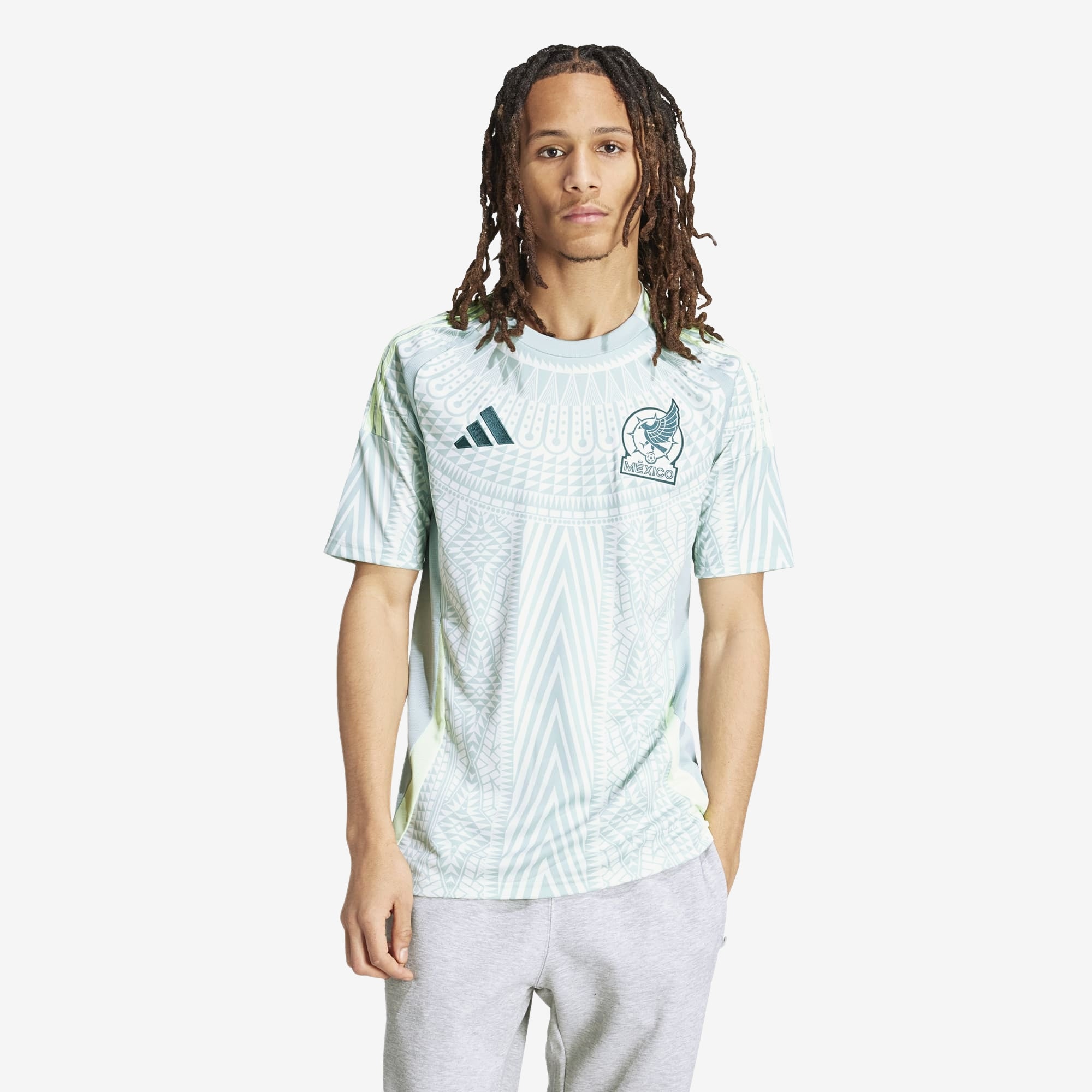 adidas Mexico 2024 Stadium Away Men's AEROREADY Soccer Replica Jersey - Linen Green