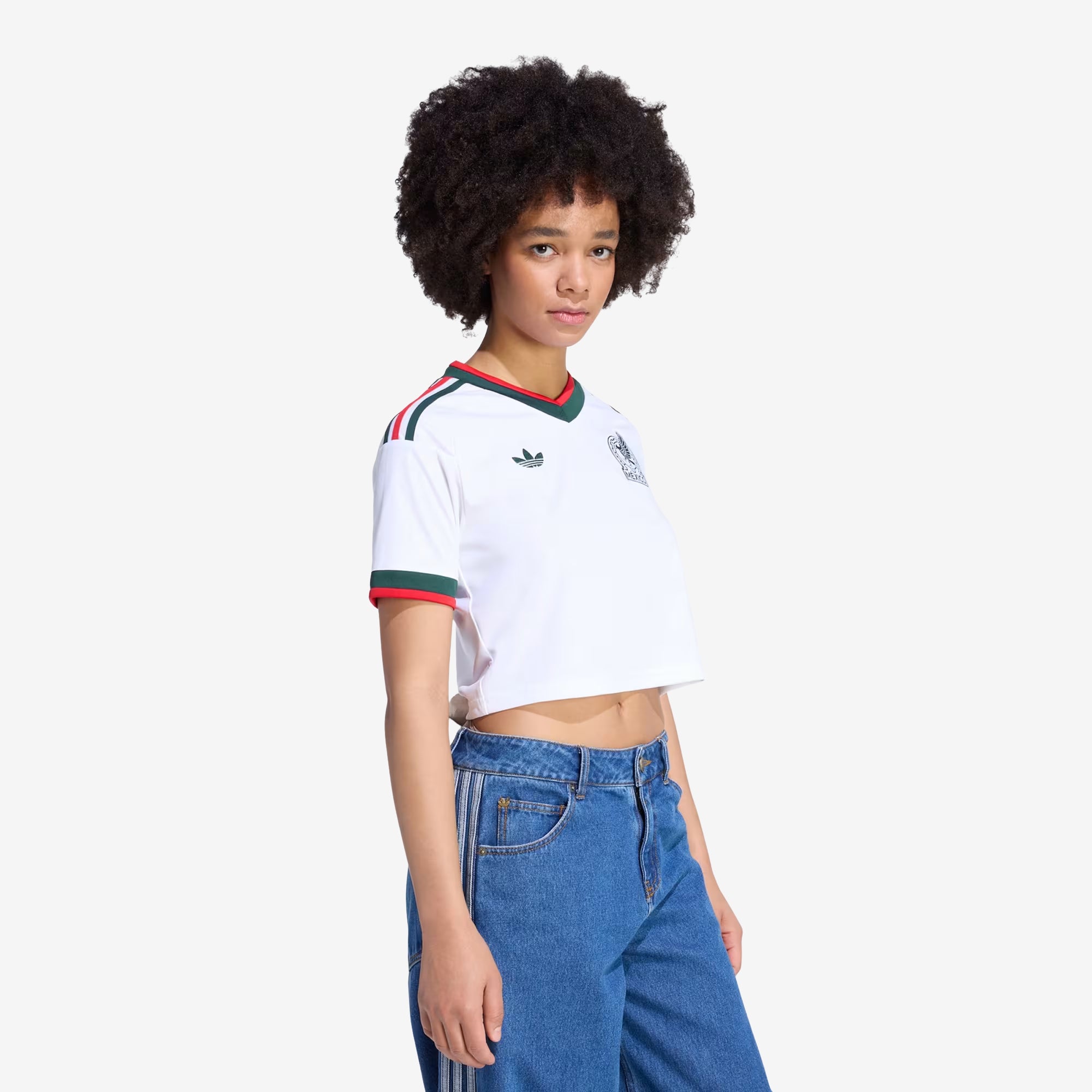 adidas Mexico 2026 Stadium Away Cropped Women's Soccer Jersey - White