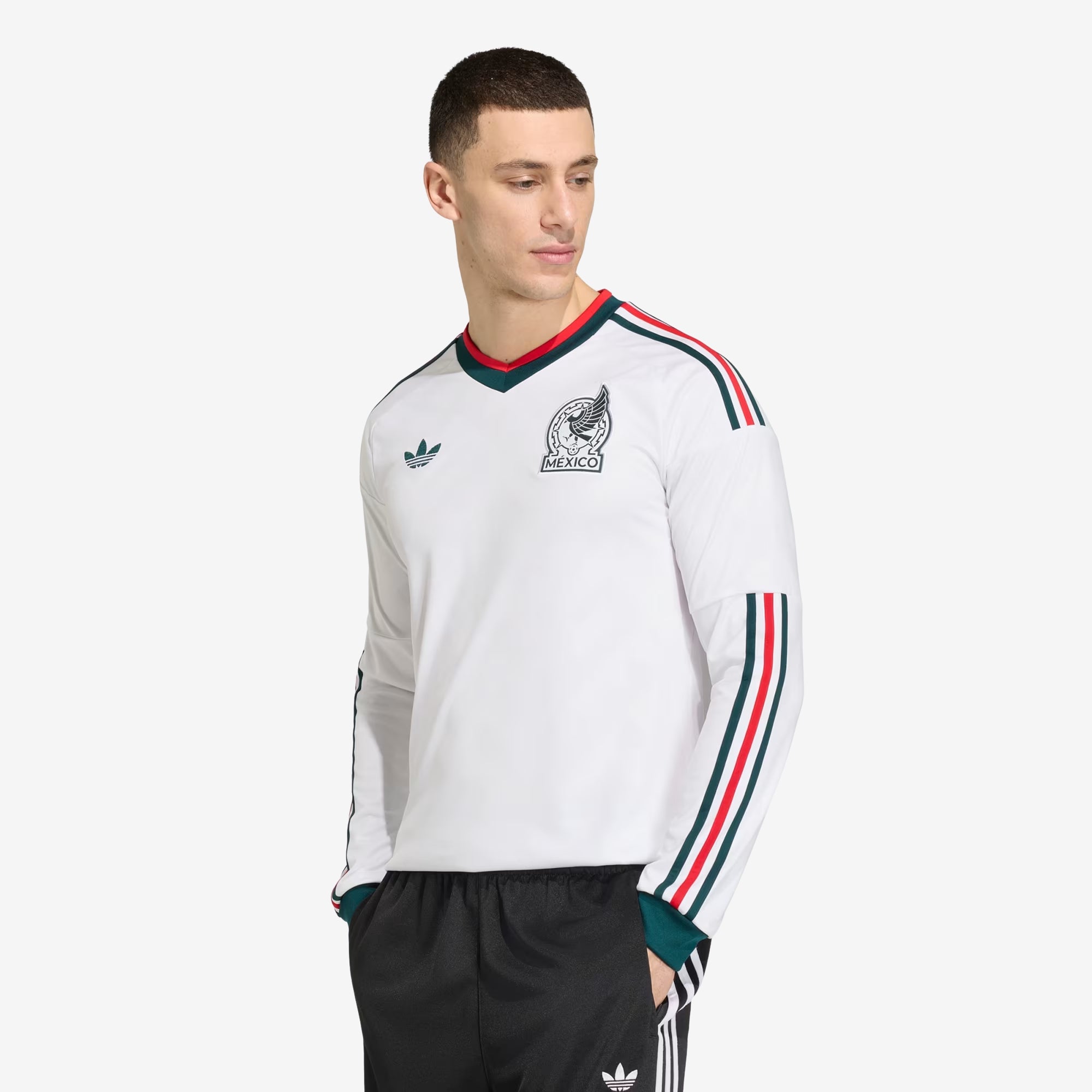 adidas Mexico 2026 Stadium Away Men's Soccer Long-Sleeve Jersey - White