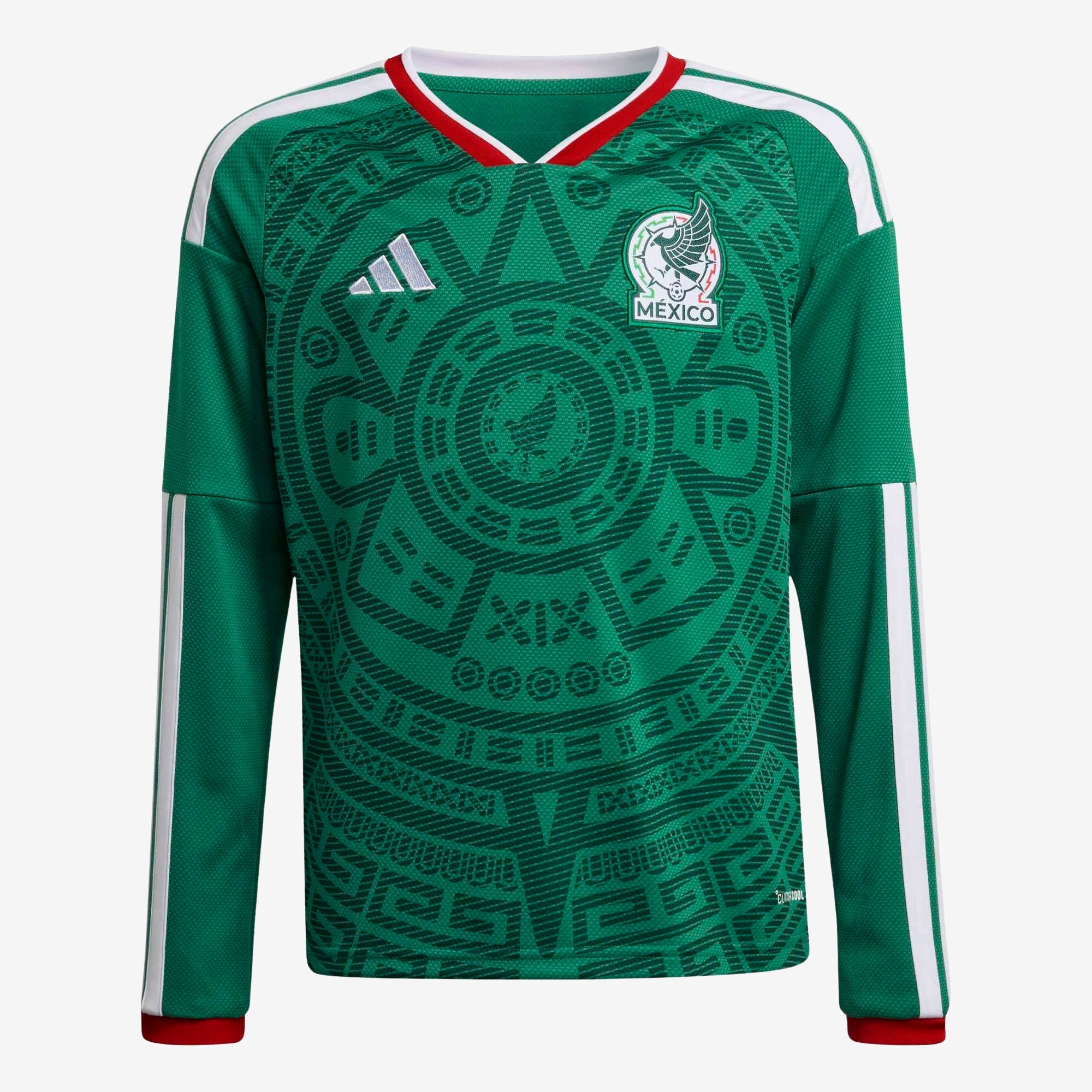 adidas Mexico 2026 Stadium Home Big Kids' Soccer Long-Sleeve Jersey - Bold Green