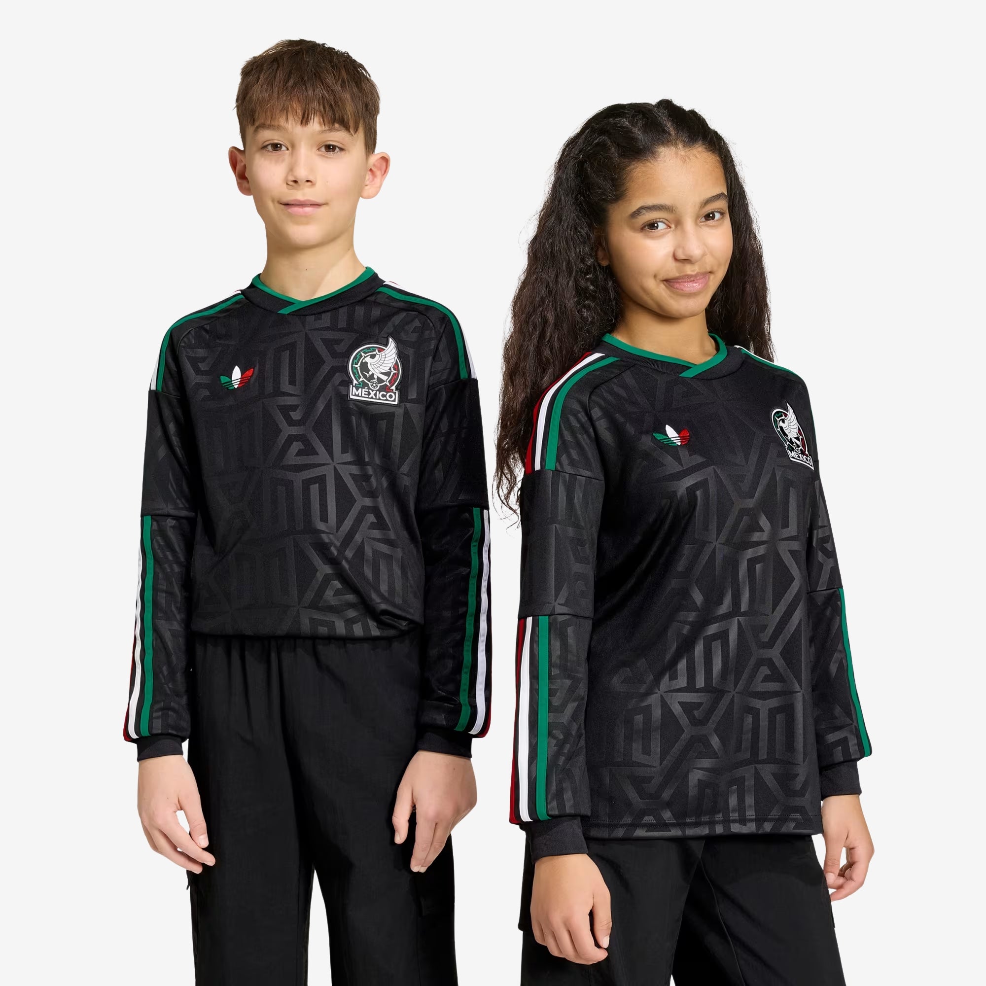 adidas Mexico 2026 Stadium Third Big Kids' Soccer Long-Sleeve Jersey - Black