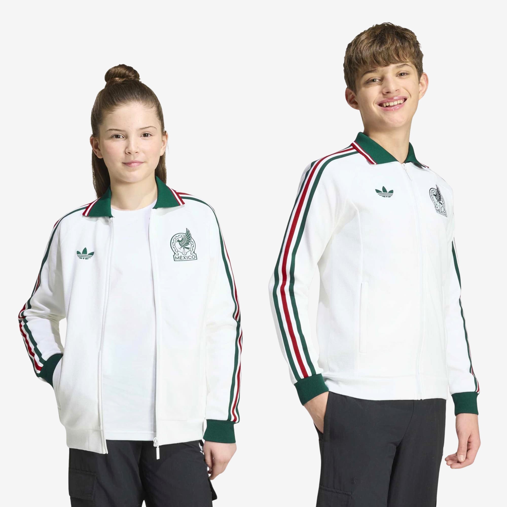 adidas Mexico Away Anthem Big Kids' Full-Zip Soccer Track Jacket - White