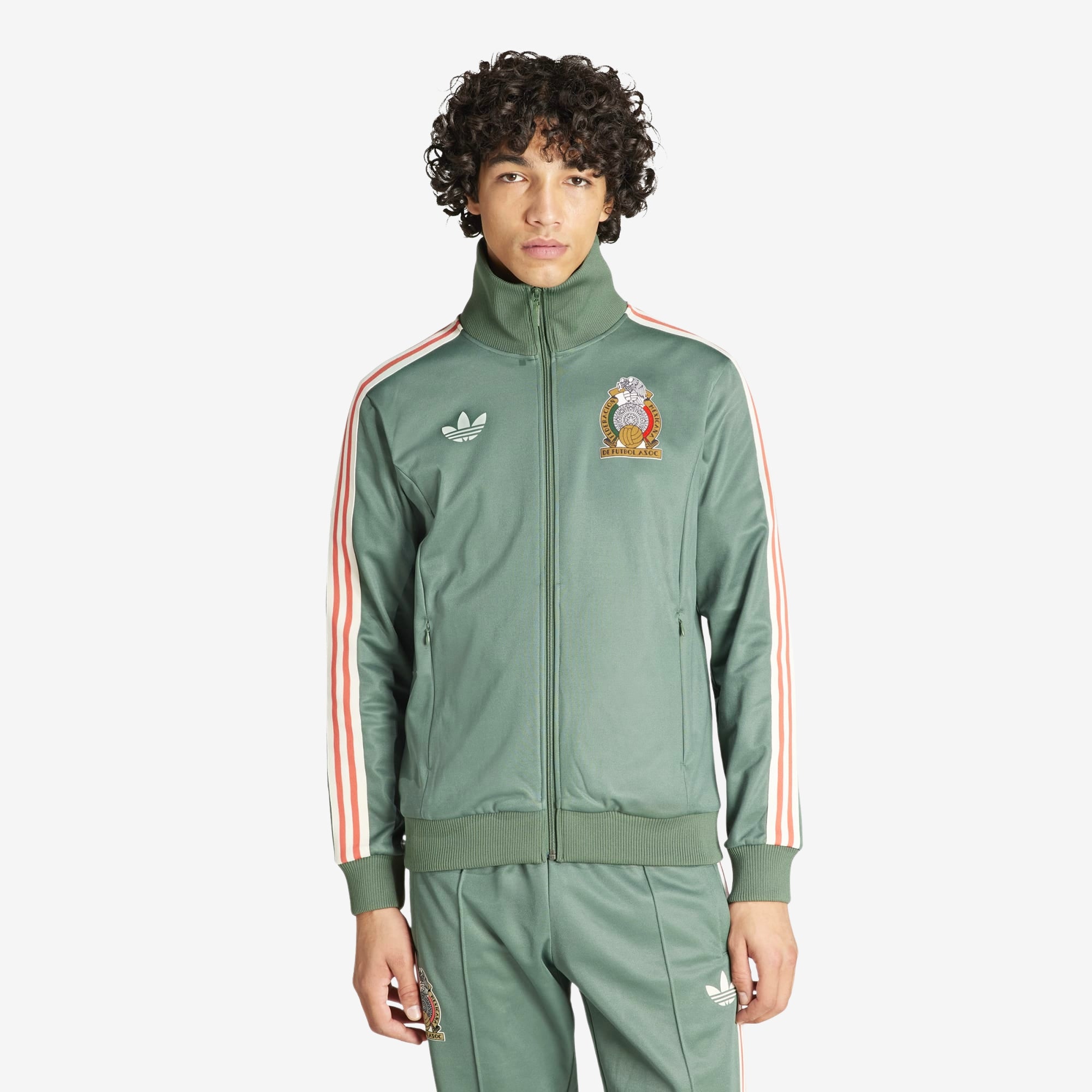 adidas Mexico Beckenbauer Top Men's Full-Zip Soccer Track Jacket - Green Oxide