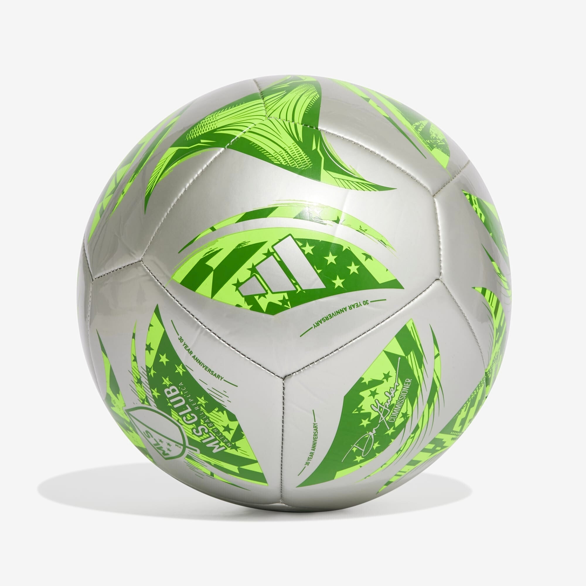 adidas MLS 25 Club Soccer Ball - Silver Metallic / Green