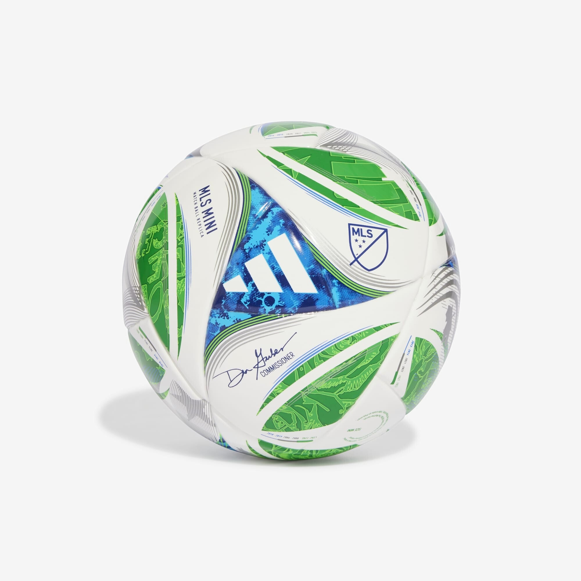 adidas MLS 25 Mini Soccer Ball - White / Green / Glow Blue / Solar Blue