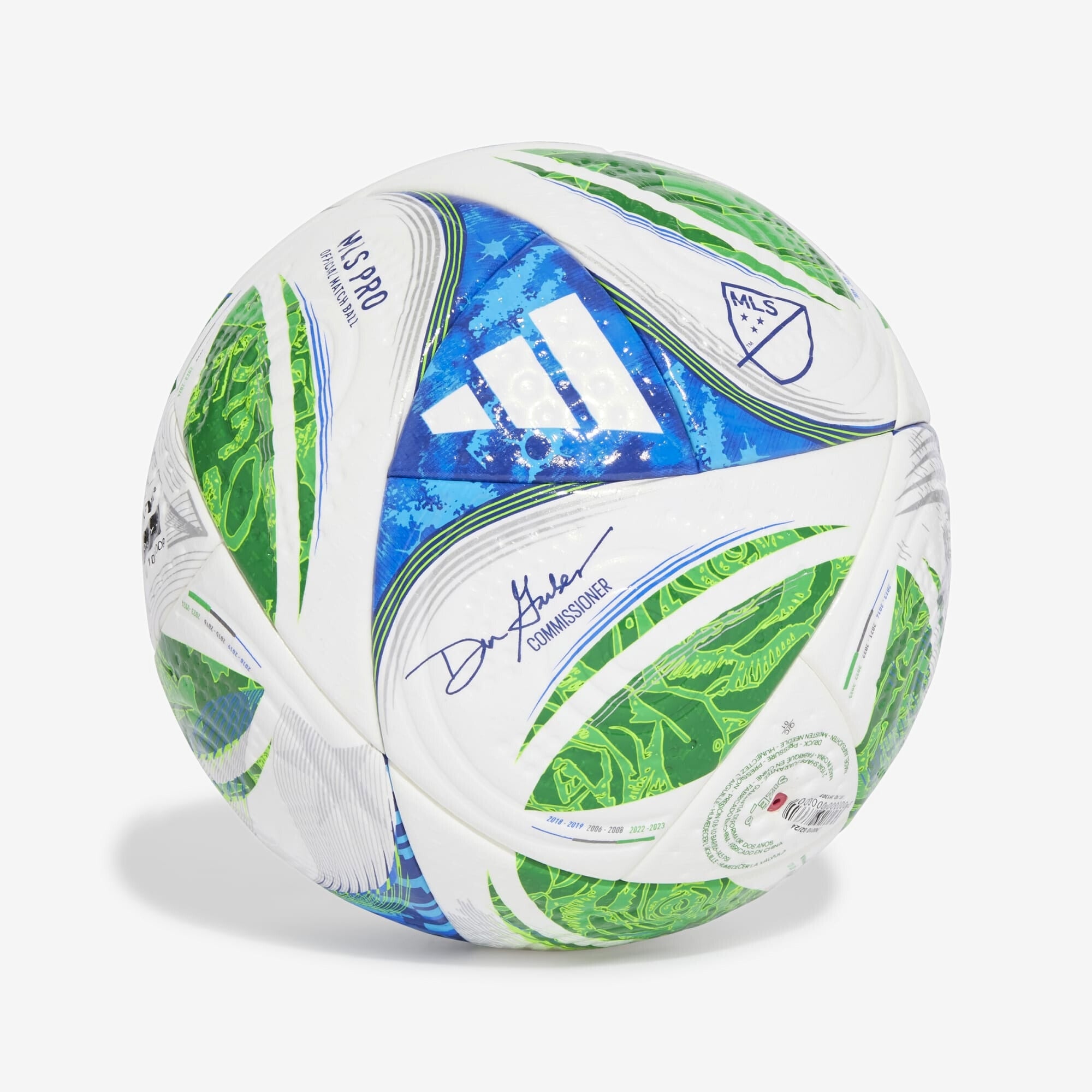 adidas MLS 25 Pro Soccer Ball - White / Green / Glow Blue / Pantone