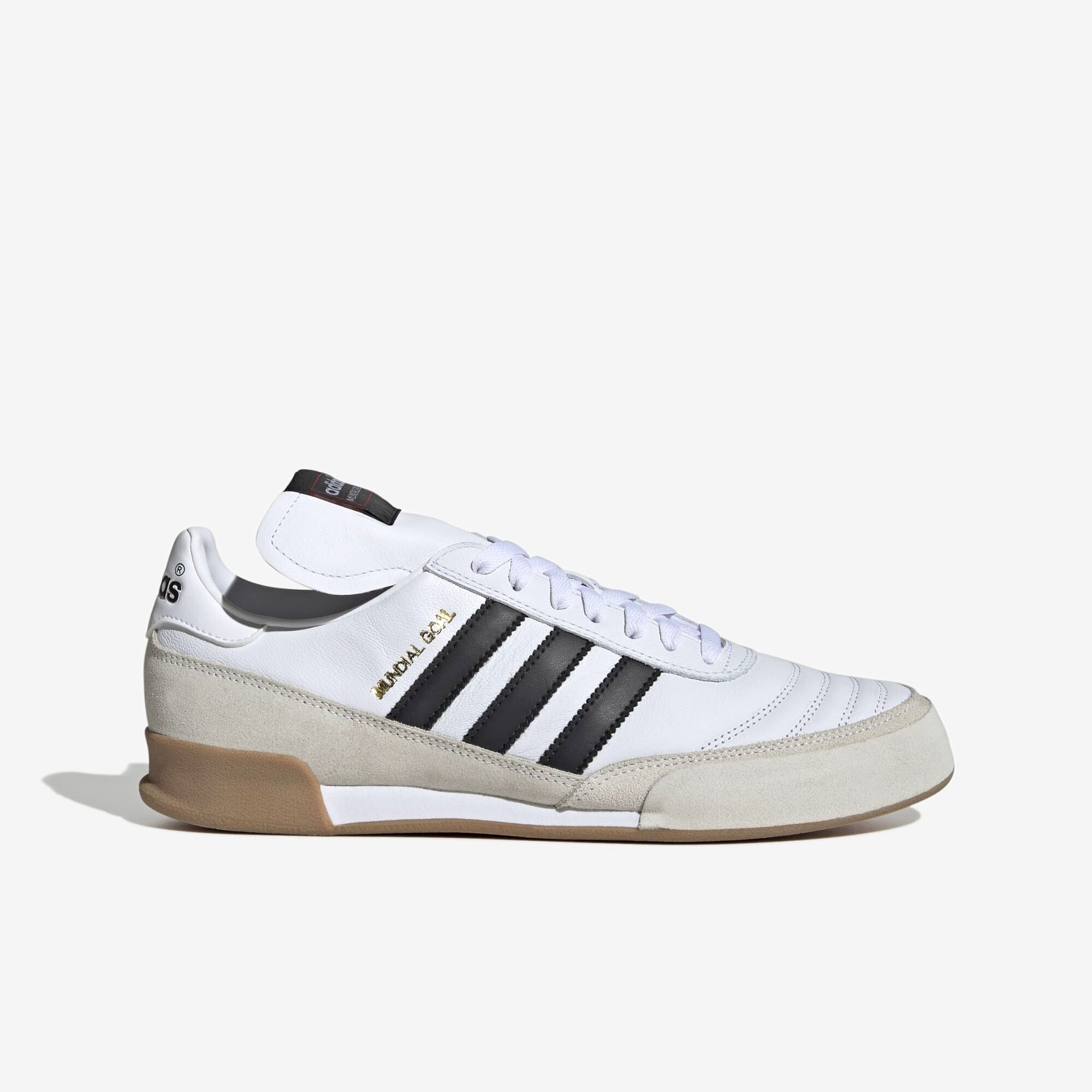 adidas Mundial Goal IC Low-Top Soccer Shoes - Cloud White / Core Black / Gold Metallic