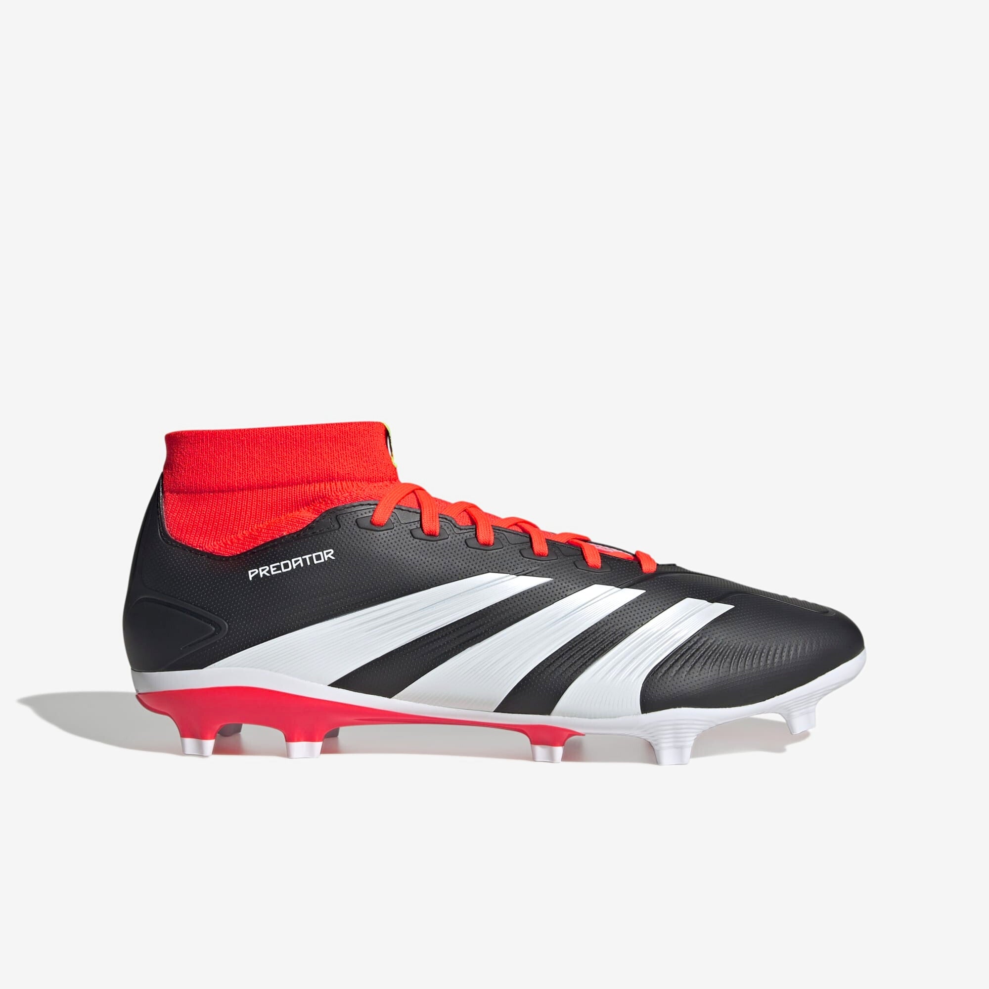 adidas Predator 24 League FG High-Top Soccer Cleats - Core Black / Cloud White / Solar Red