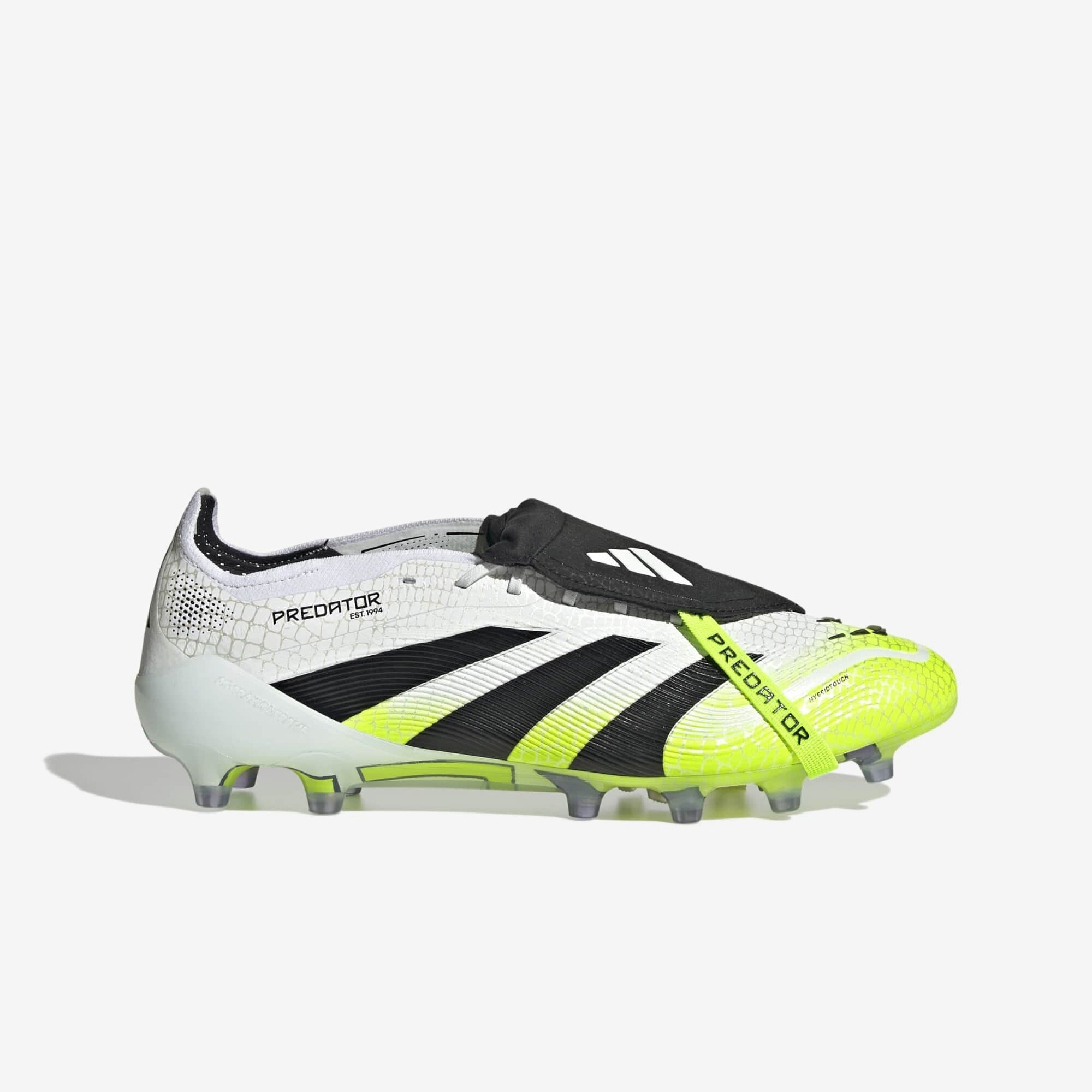 adidas Predator Elite Fold-Over Tongue Artificial-Grass Low-Top Soccer Cleats - Cloud White / Core Black / Lucid Lemon