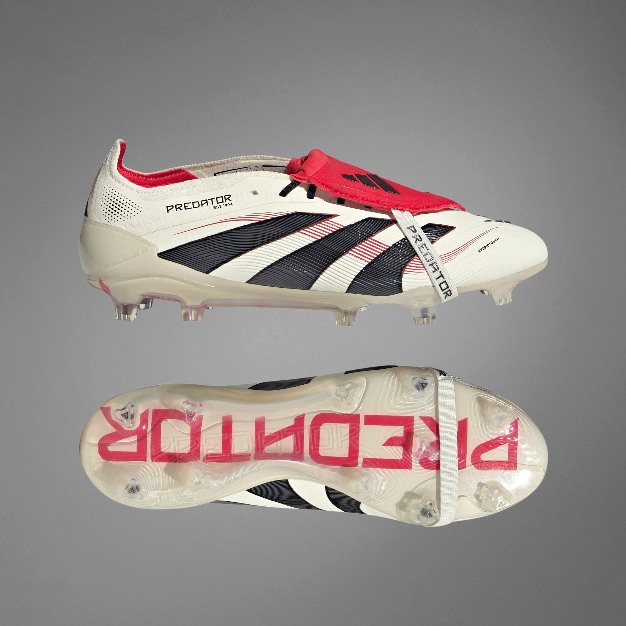 adidas Predator Elite Fold-Over Tongue FG Low-Top Soccer Cleats - Off White / Core Black / Pure Ruby