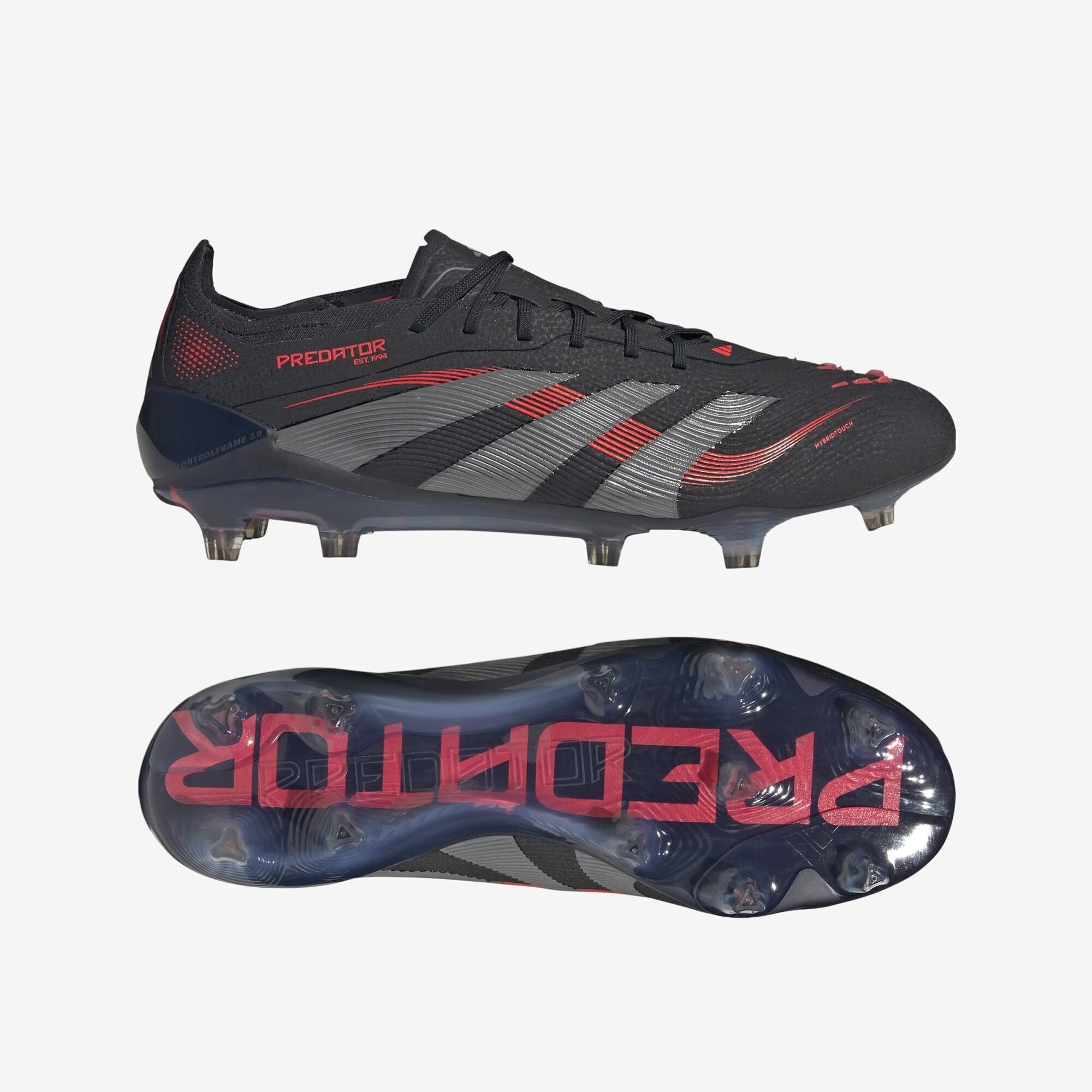 adidas Predator Elite FG Low-Top Soccer Cleats - Core Black / Grey Four / Lucid Red