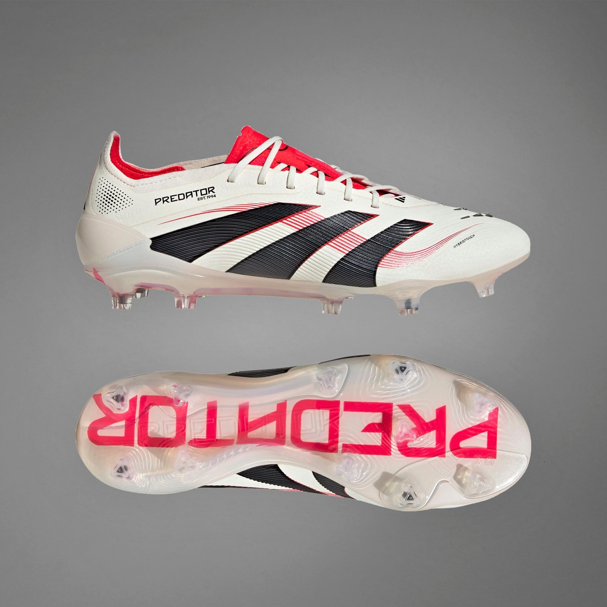 adidas Predator Elite FG Low-Top Soccer Cleats - Off White / Core Black / Pure Ruby