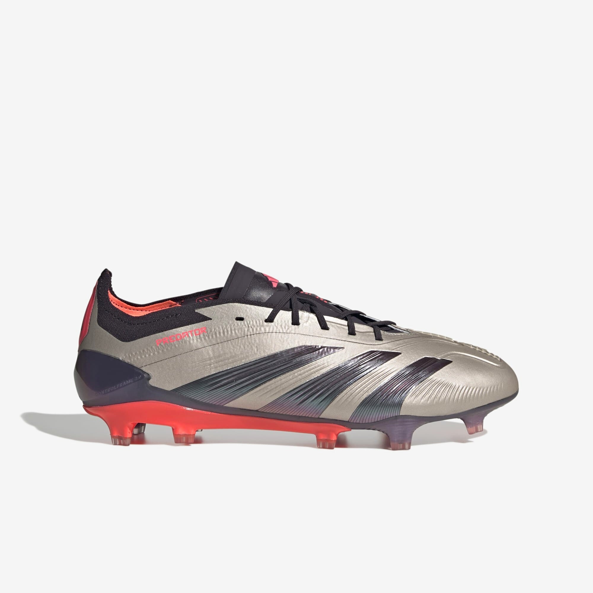 adidas Predator Elite FG Low-Top Soccer Cleats - Platinum Metallic / Aurora Black / Carbon