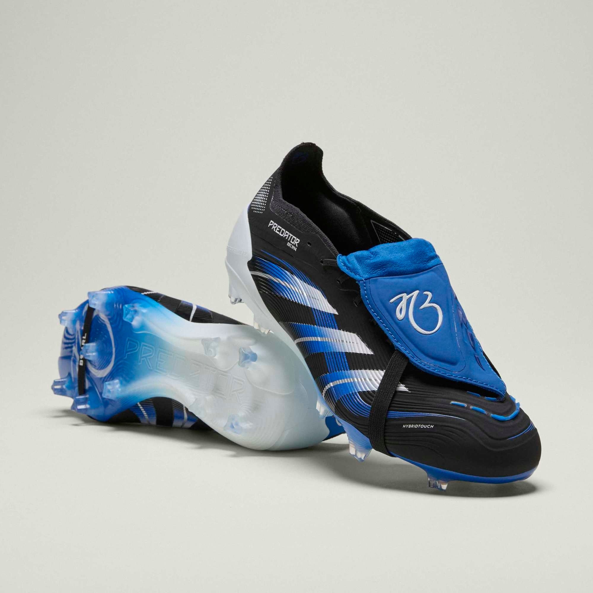 adidas Predator Elite JB Fold-Over Tongue Firm-Ground Low-Top Soccer Cleats - Core Black / Cloud White / Glow Blue