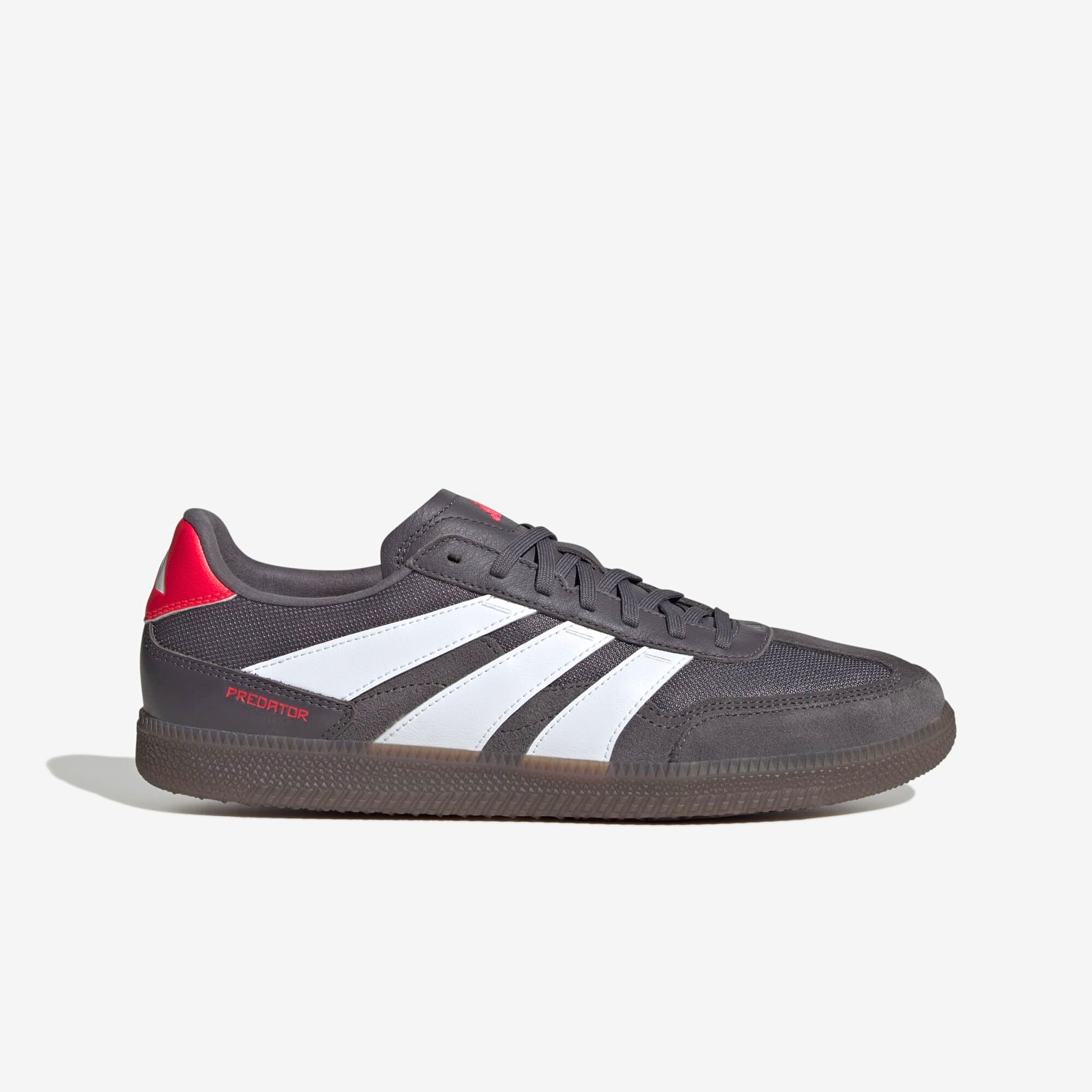 adidas Predator Freestyle IC Low-Top Soccer Shoes - Grey Strata / White / Lucid Red