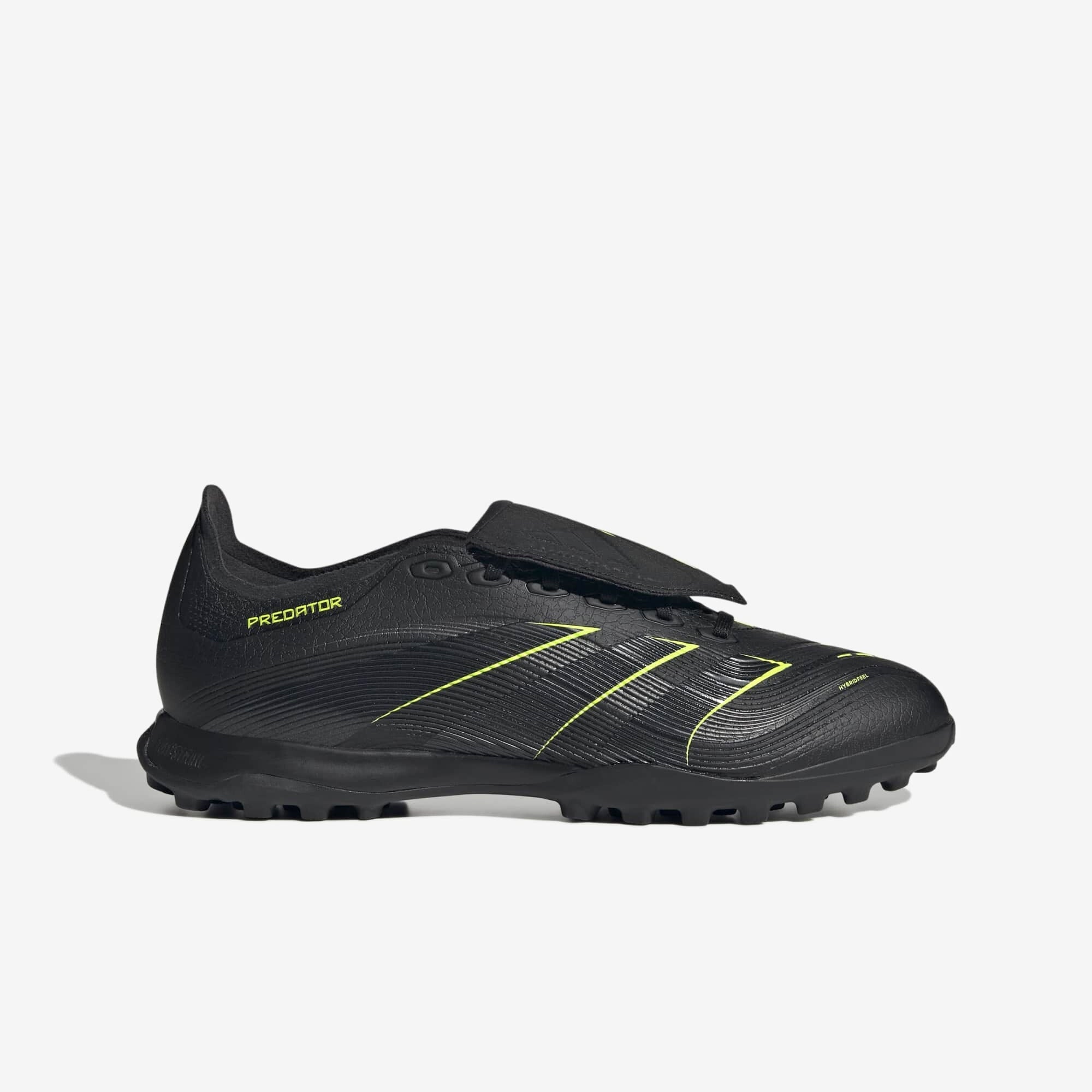 adidas Predator League Fold-Over Tongue Turf Low-Top Soccer Shoes - Core Black / Carbon / Lucid Lemon