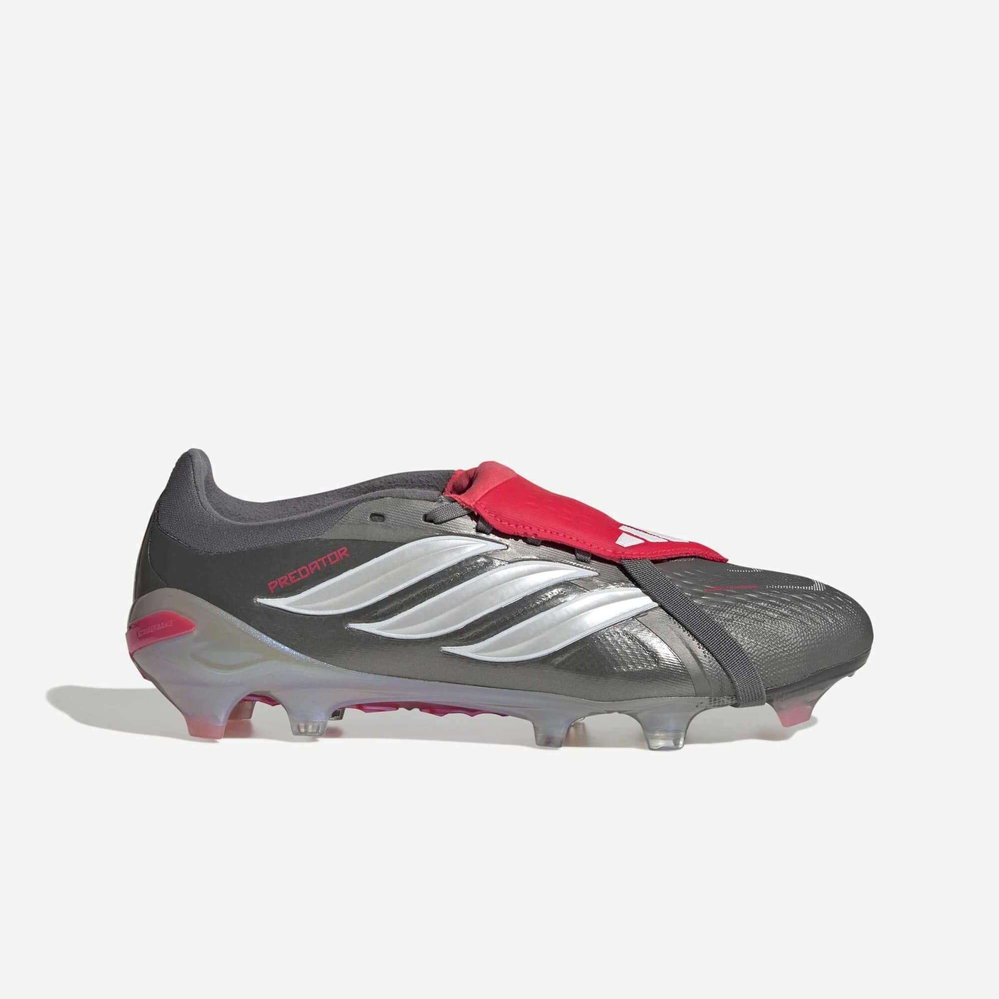 adidas Predator Pro Fold-Over Tongue Firm-Ground Low-Top Soccer Cleats - Iron Metallic / Zero Metalic / Lucid Red