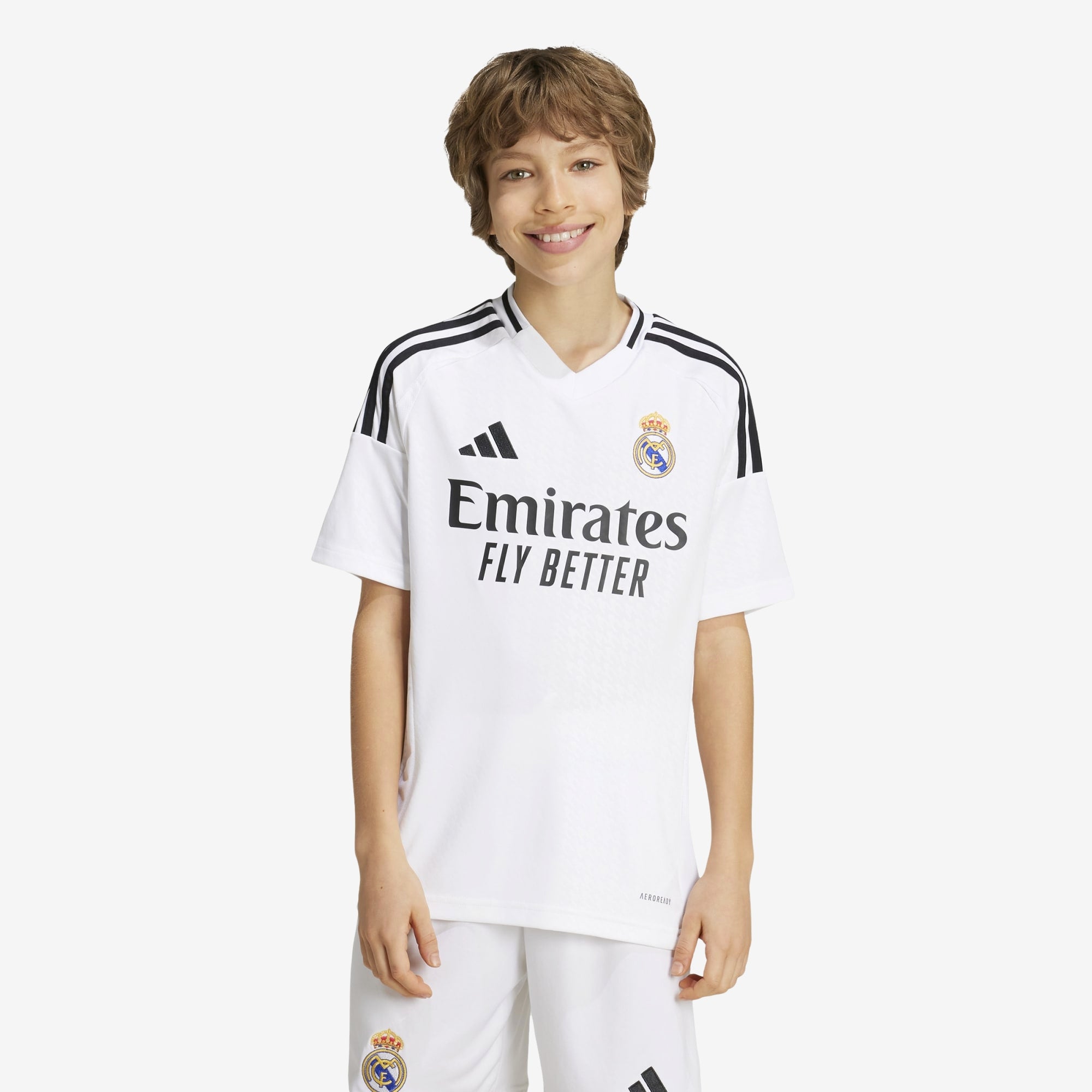 adidas Real Madrid 2024/25 Stadium Home Big Kids' AEROREADY Soccer Replica Jersey - White