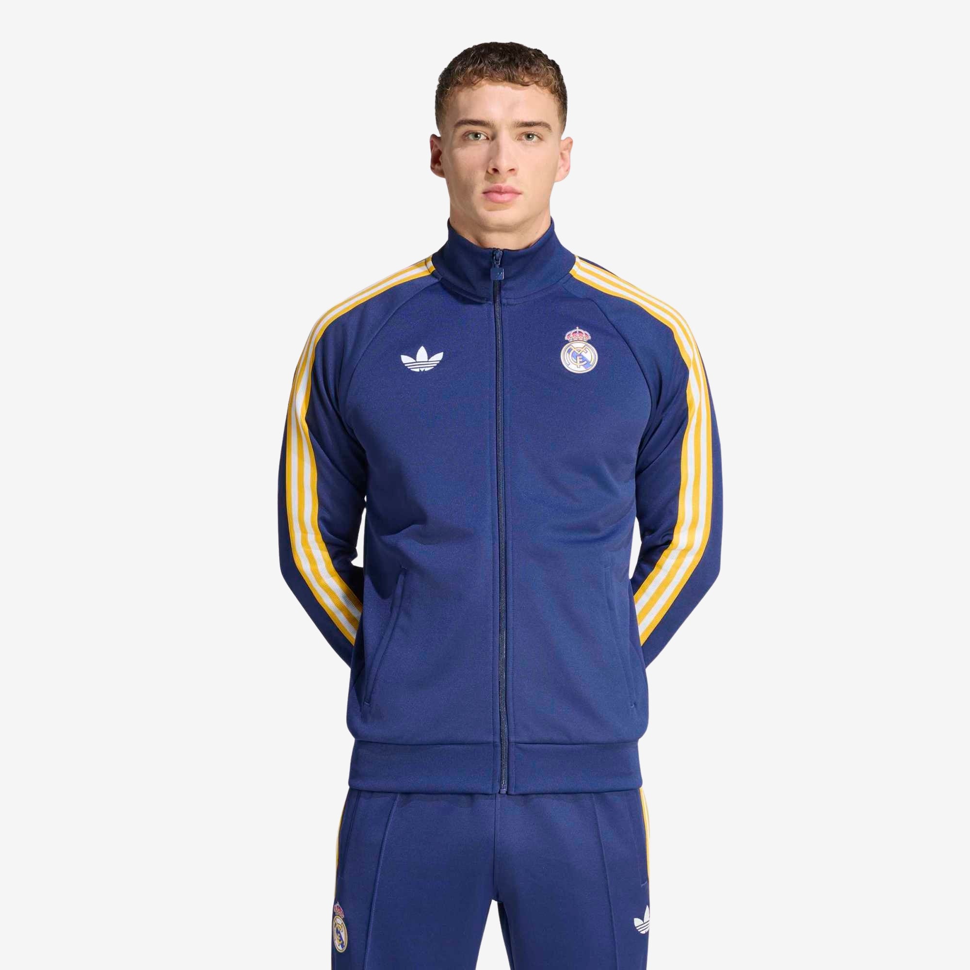 adidas Real Madrid Originals Top Men's Full-Zip Soccer Track Jacket - Dark Blue