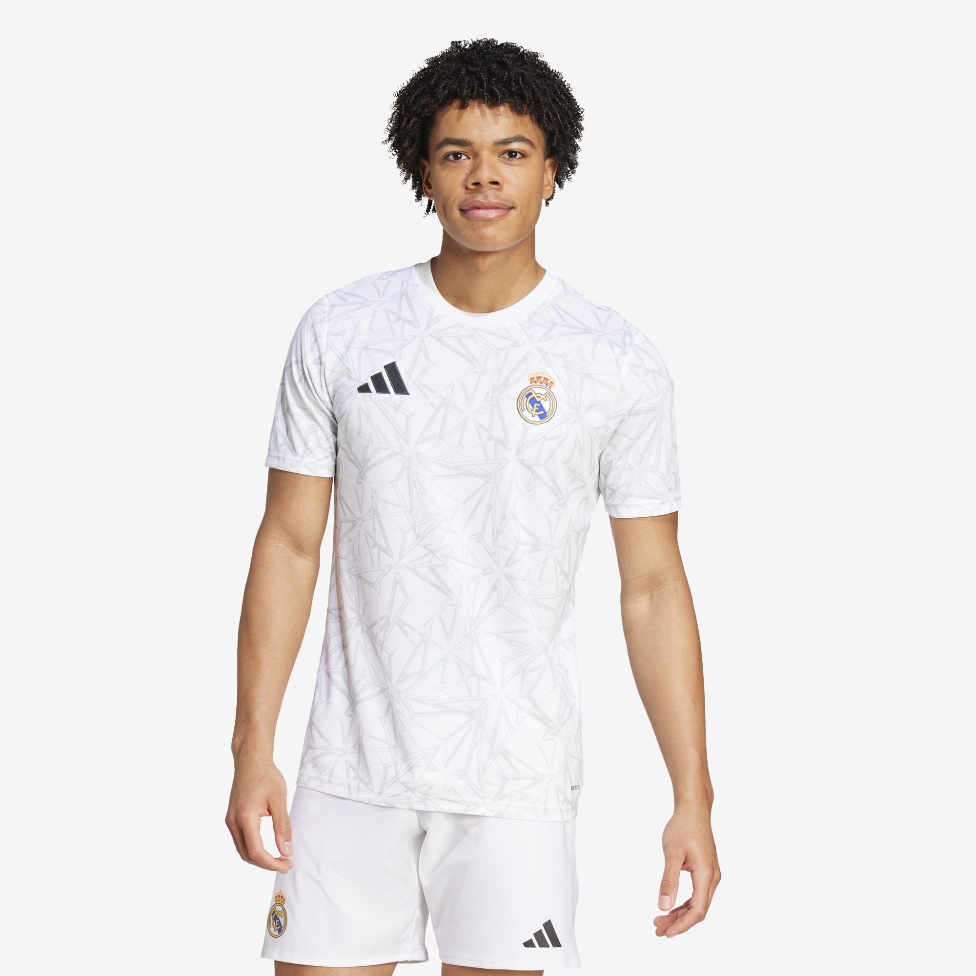 adidas Real Madrid Pre-Match Men's AEROREADY Soccer Jersey - White / Clear Grey