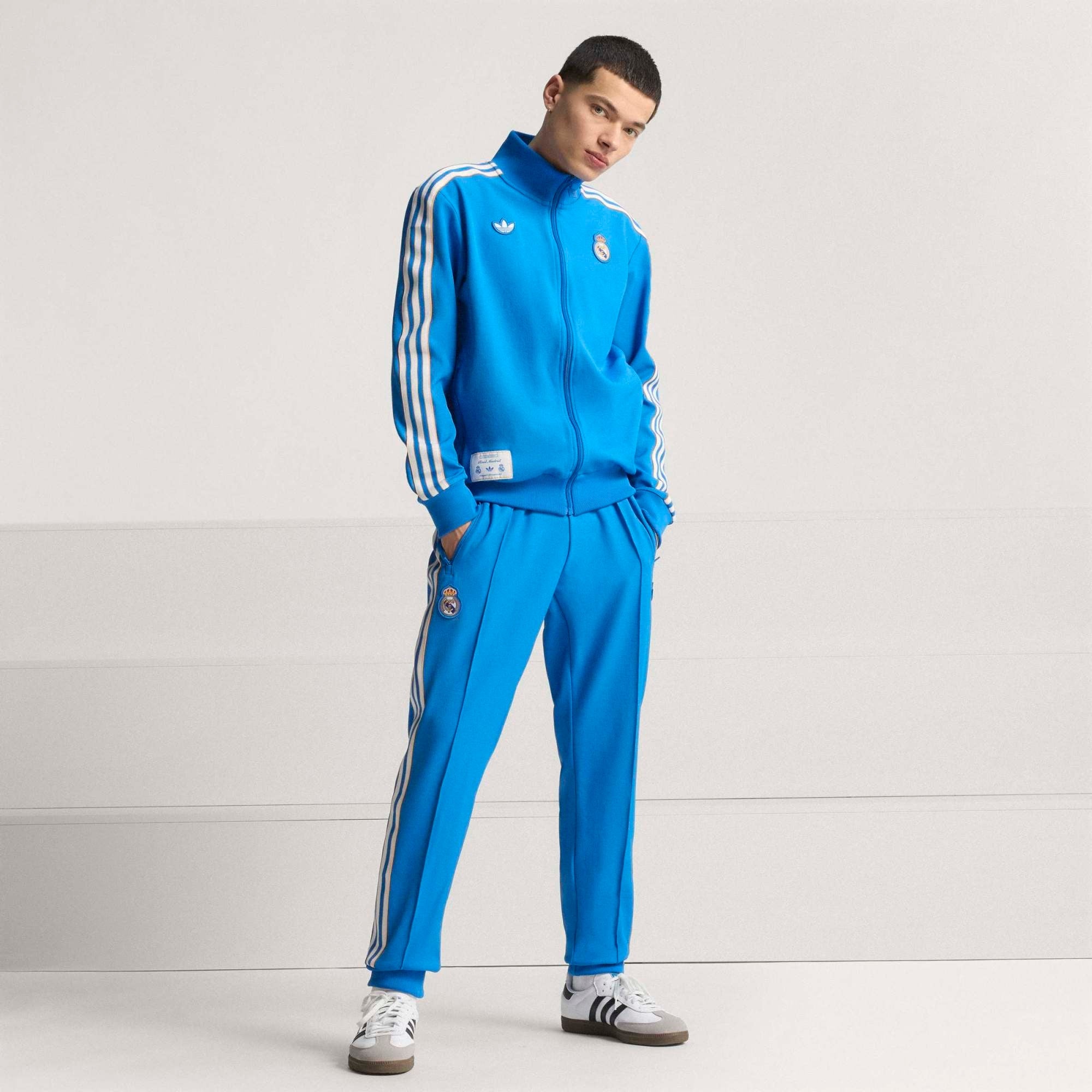 adidas Real Madrid Terrace Icons Men's Full-Zip Soccer Track Jacket - Bluebird / White