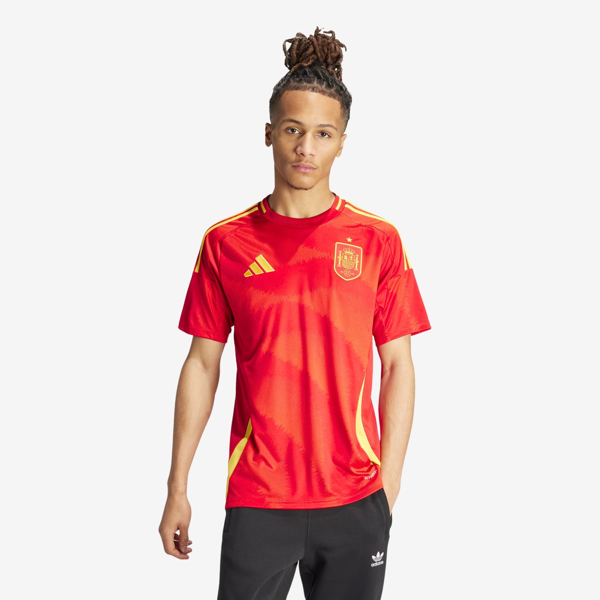 adidas Spain 2024 Stadium Home Men's AEROREADY Soccer Replica Jersey - Better Scarlet