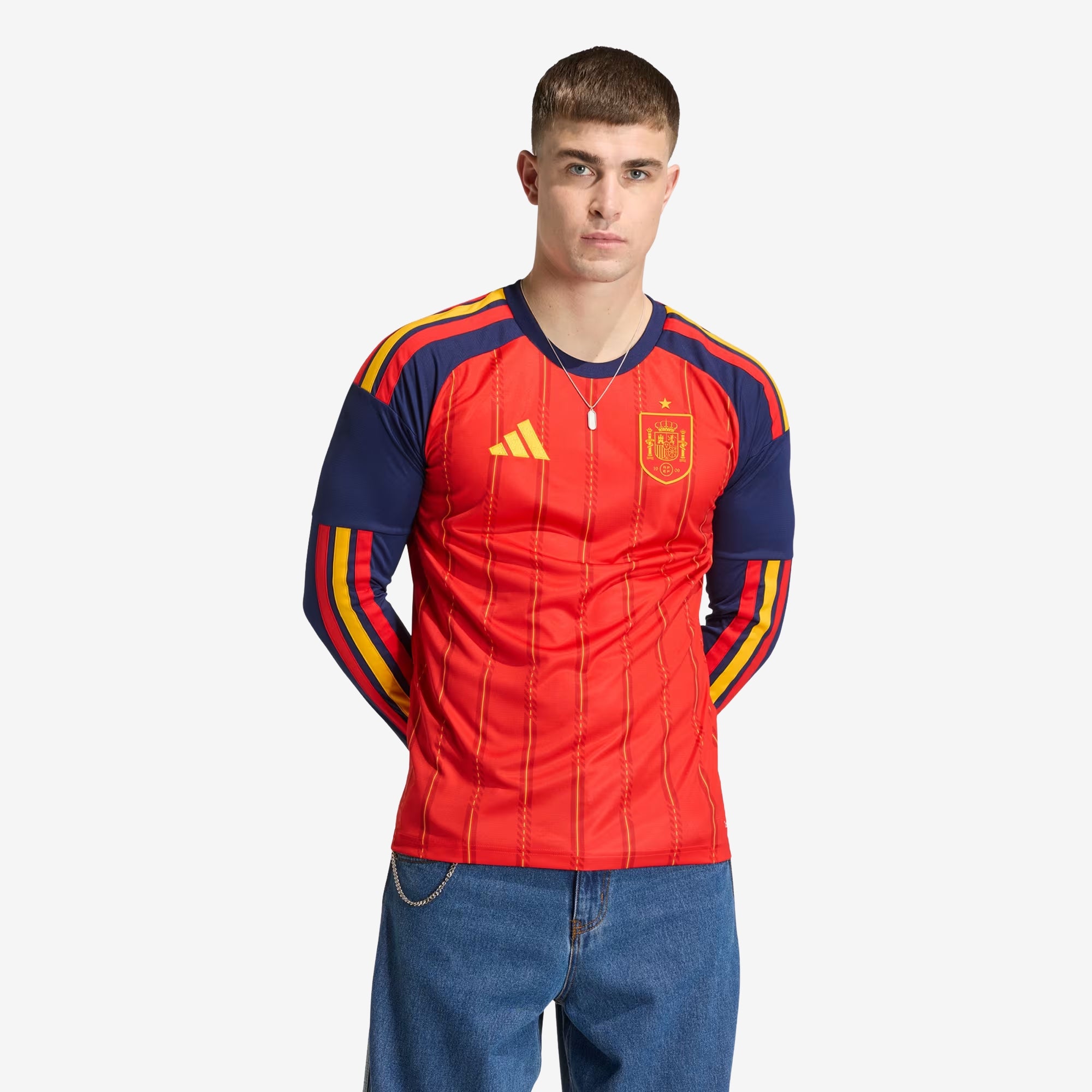 adidas Spain 2026 Stadium Home Men's Soccer Long-Sleeve Jersey - Vivid Red