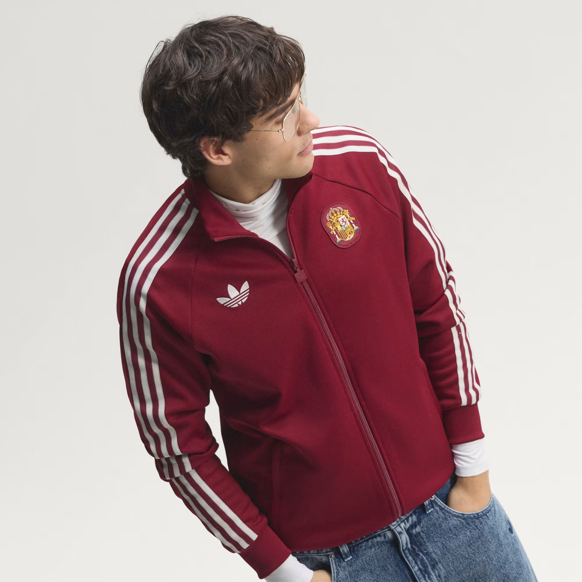 adidas Spain Originals Track Top Men's Full-Zip Soccer Jacket - Team Coll Burgundy 2