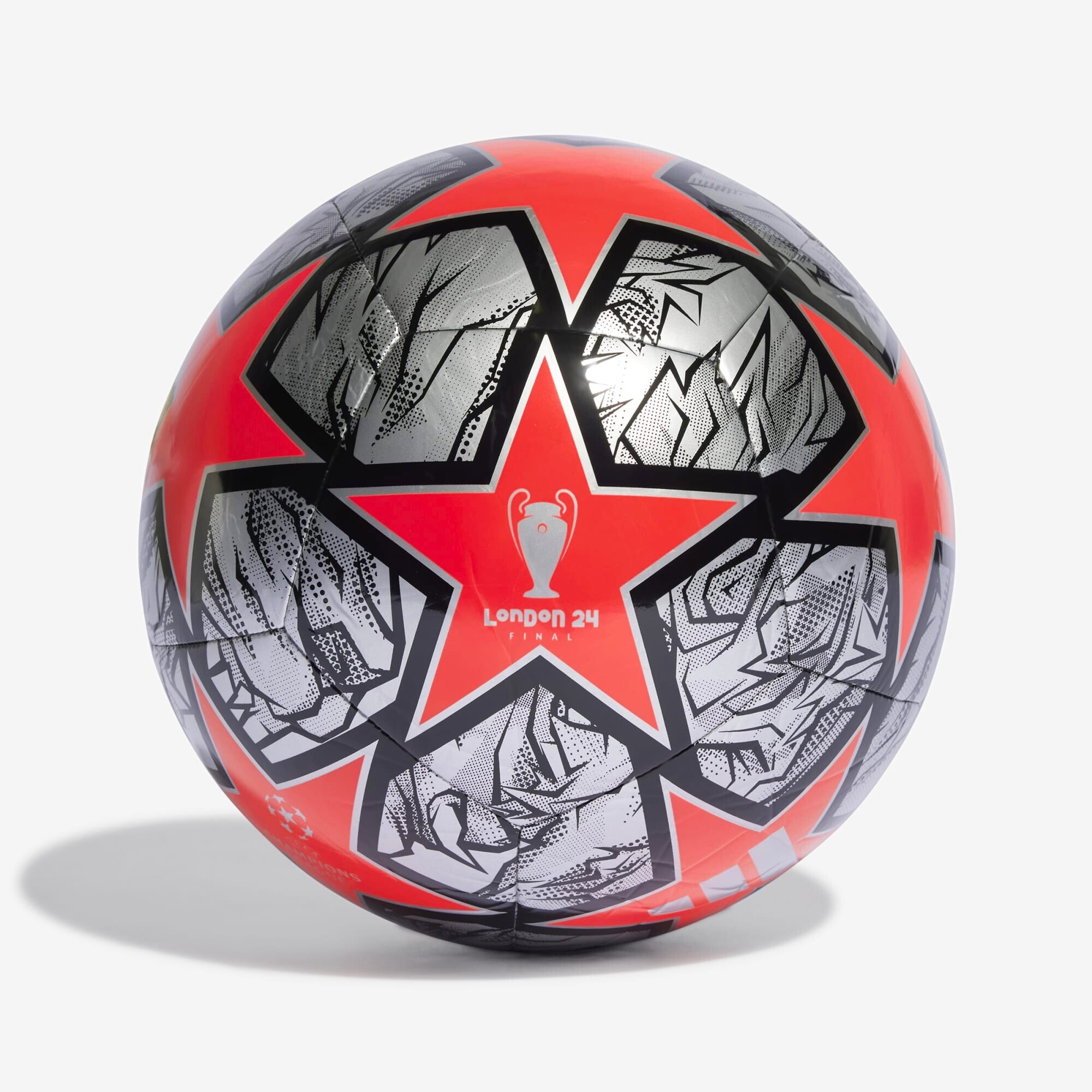 adidas UCL Club 2023/24 Knockout Soccer Ball - Silver Metallic / Solar Red / Black