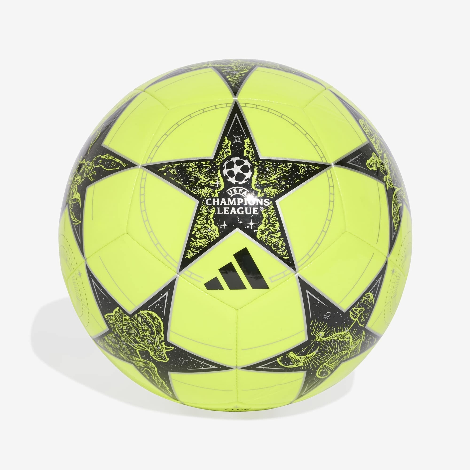adidas UCL Club 25/26 League Stage Soccer Ball - Solar Yellow / Black / Silver Metallic