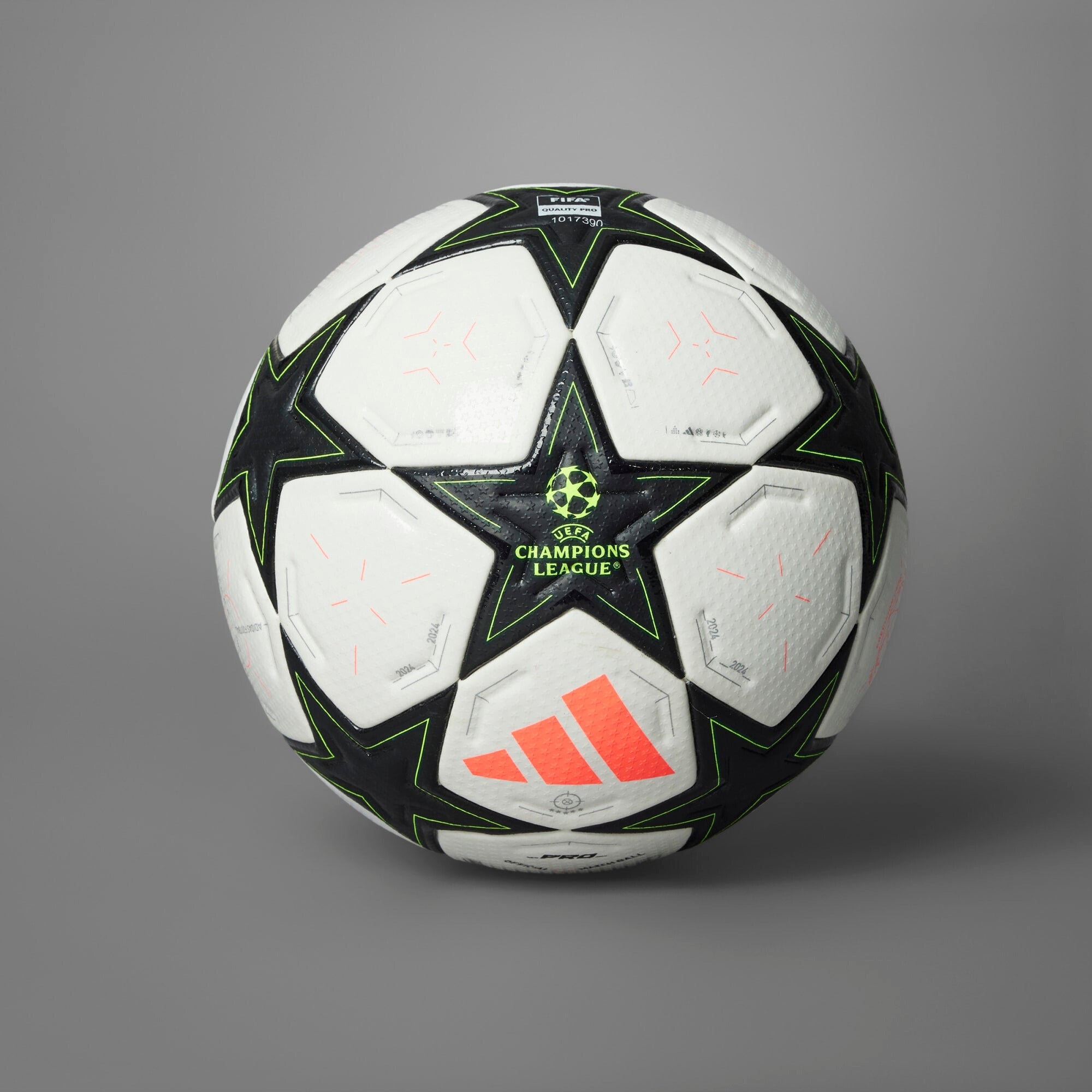 adidas UCL Pro 24/25 League Phase Soccer Ball - White / Aurora Black / Platinum Metallic / Team Solar Yellow