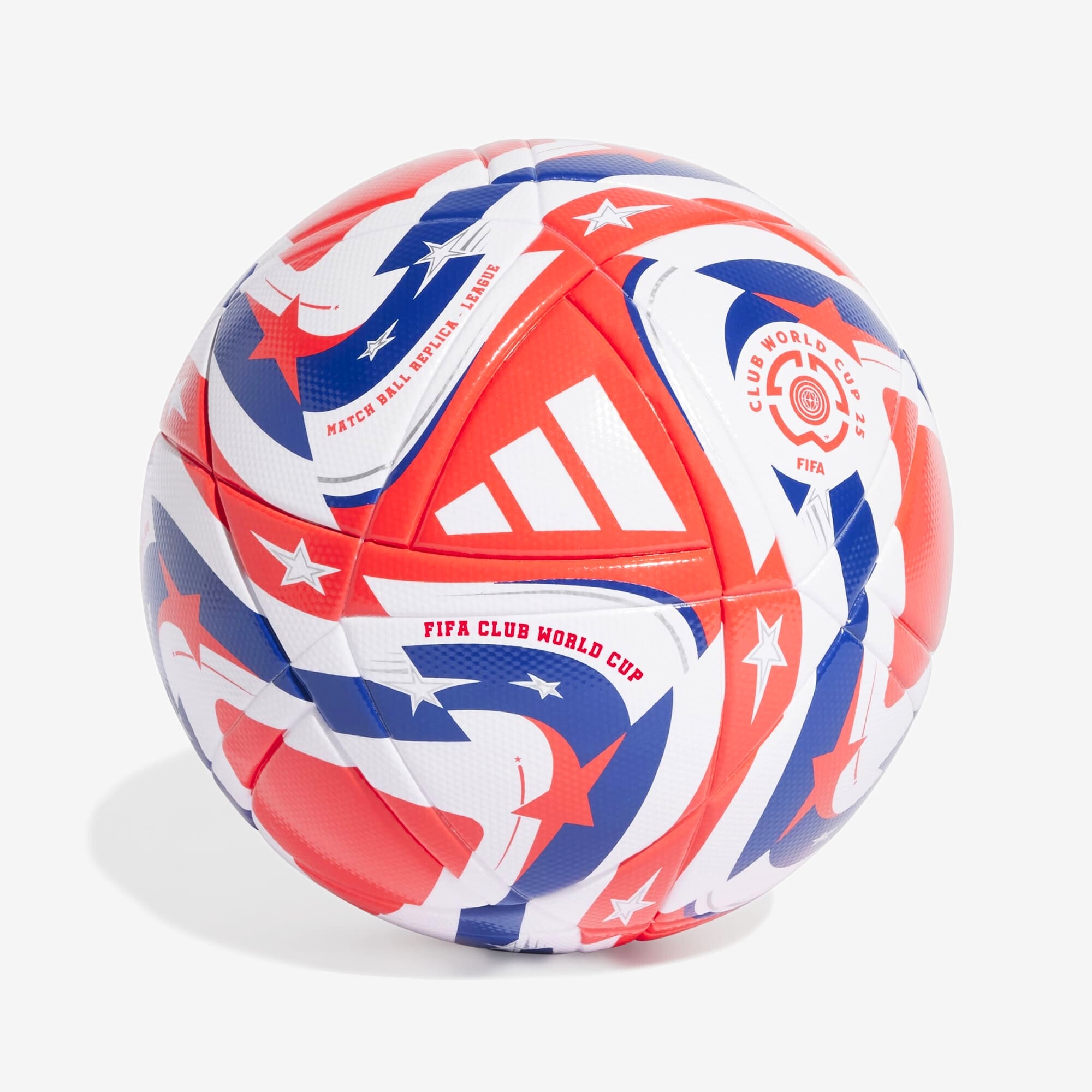 adidas World Cup FIFA 25 League Soccer Ball - White / Lucid Red / Power Blue / Silver Metallic