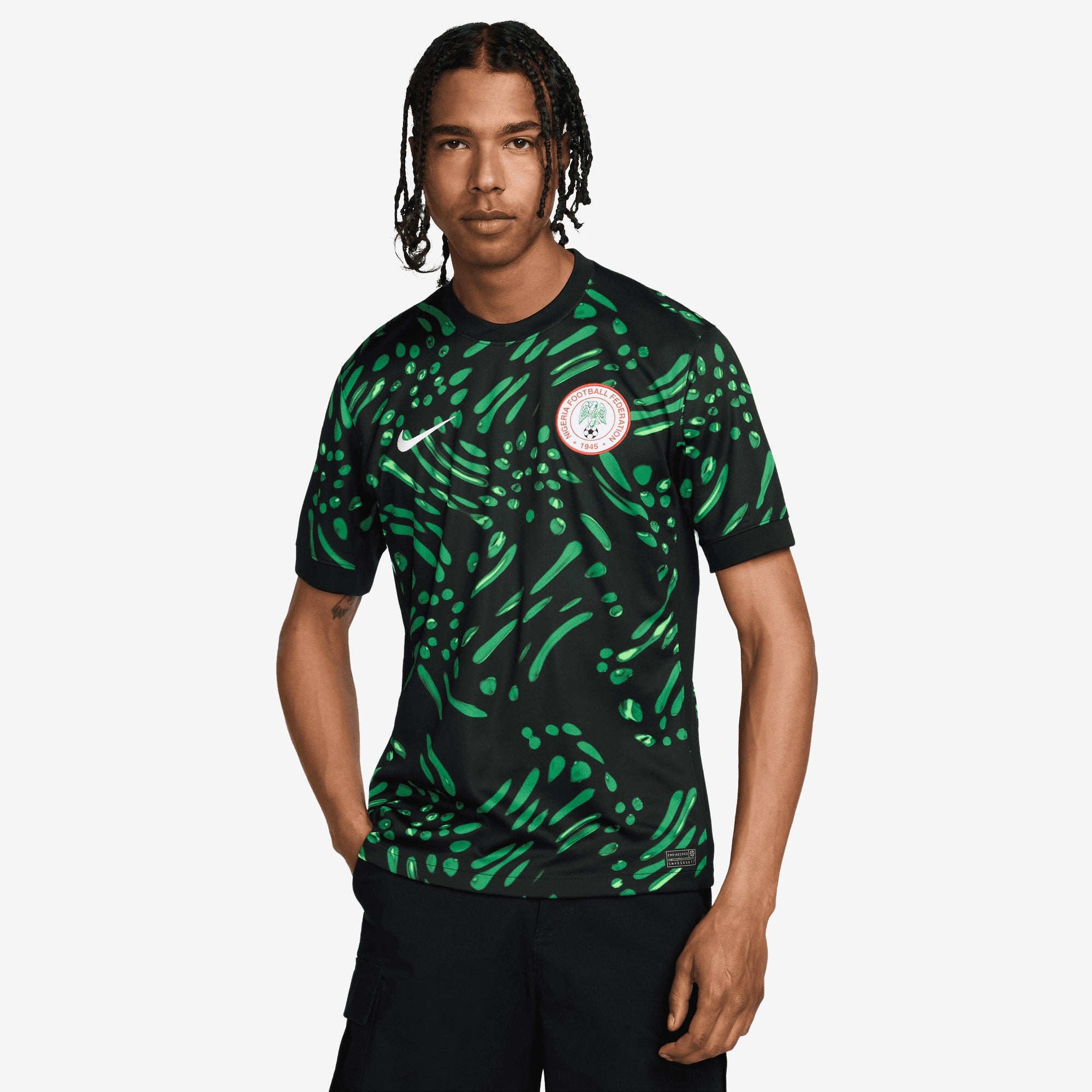 Nike Nigeria 2024 Stadium Away Men's Dri-FIT Soccer Replica Jersey - Black/Lucky Green/White