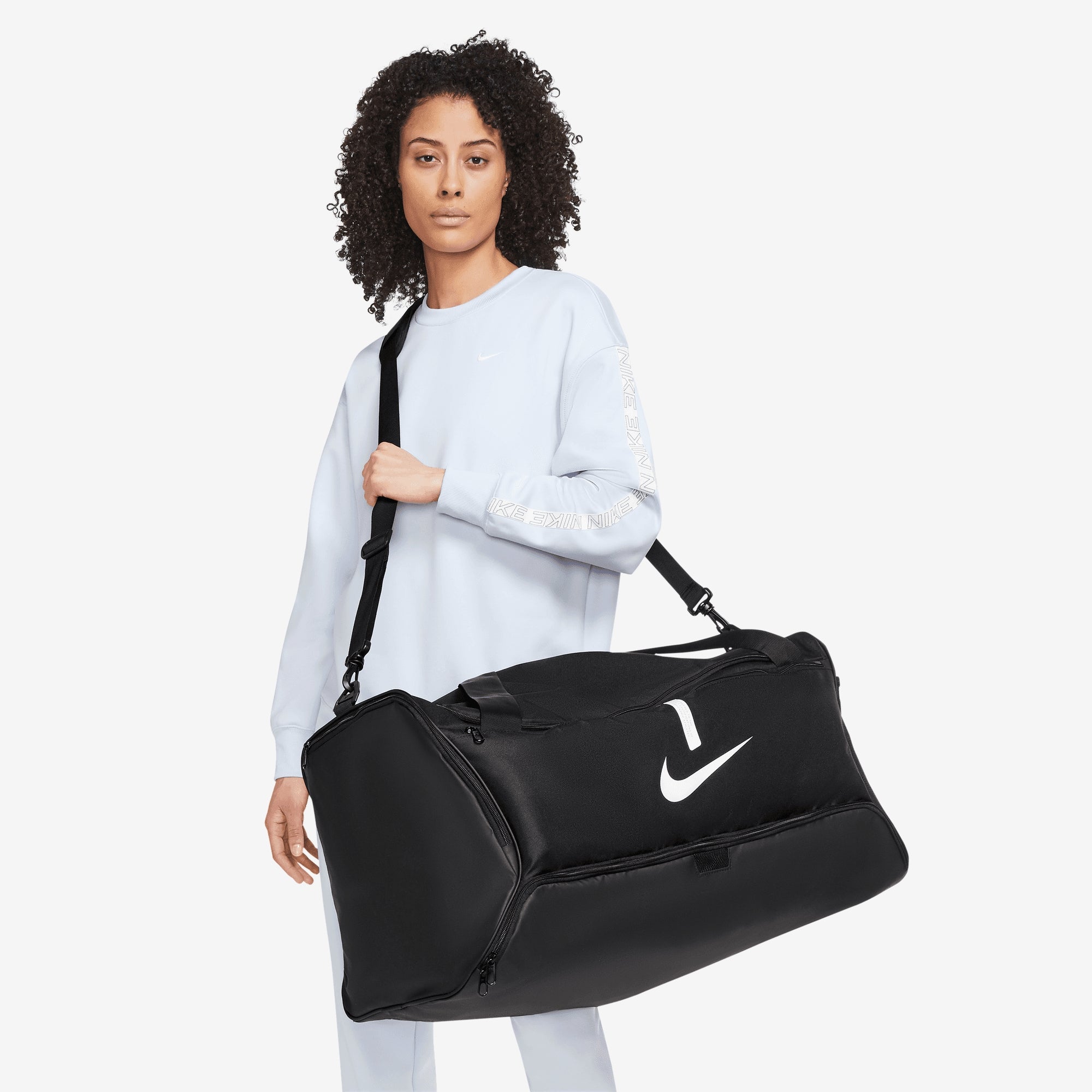 Nike Academy Team Soccer Duffel Bag (Large, 95L) - Black/Black/White