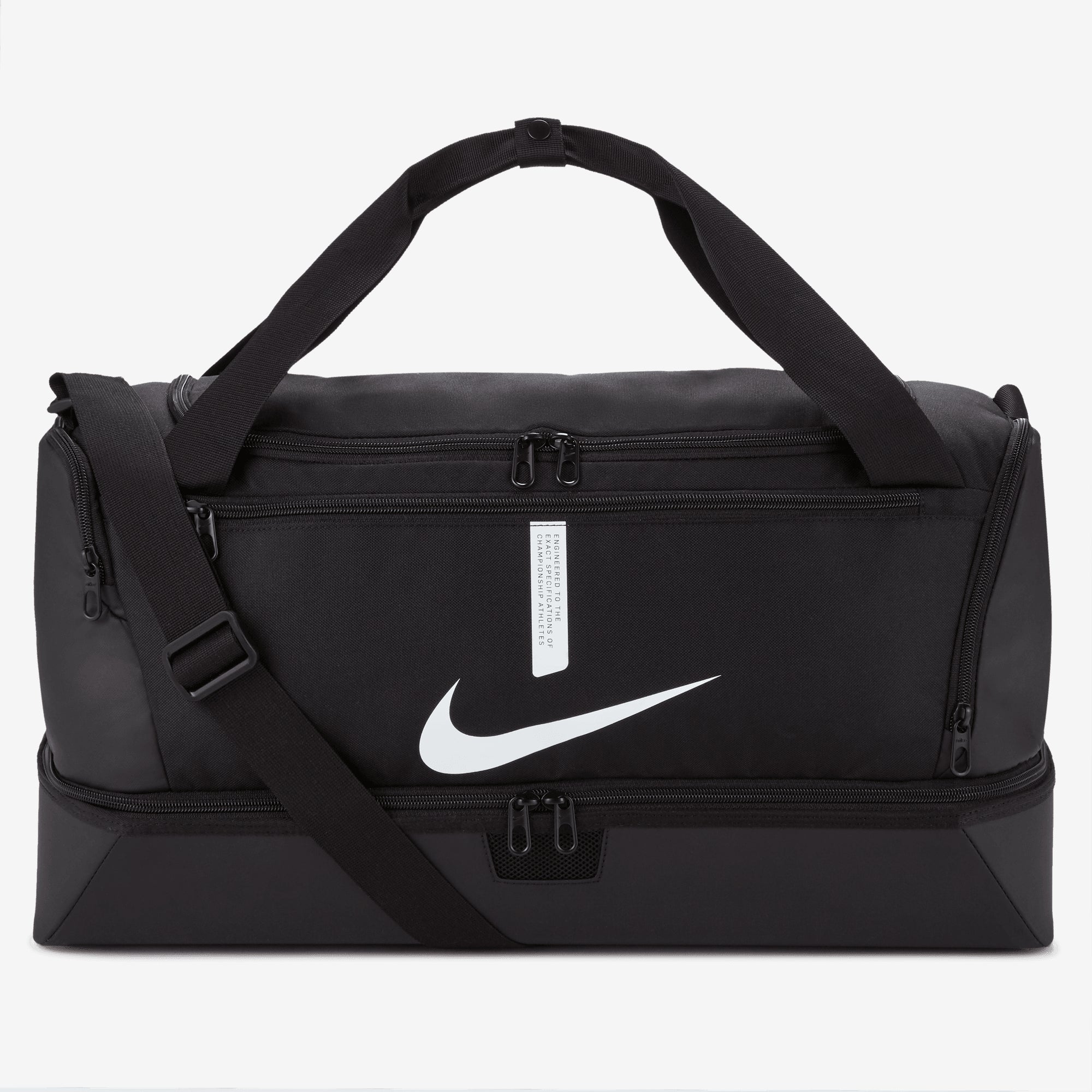 Nike Academy Team Soccer Hardcase Duffel Bag (Medium, 37L) - Black/Black/White