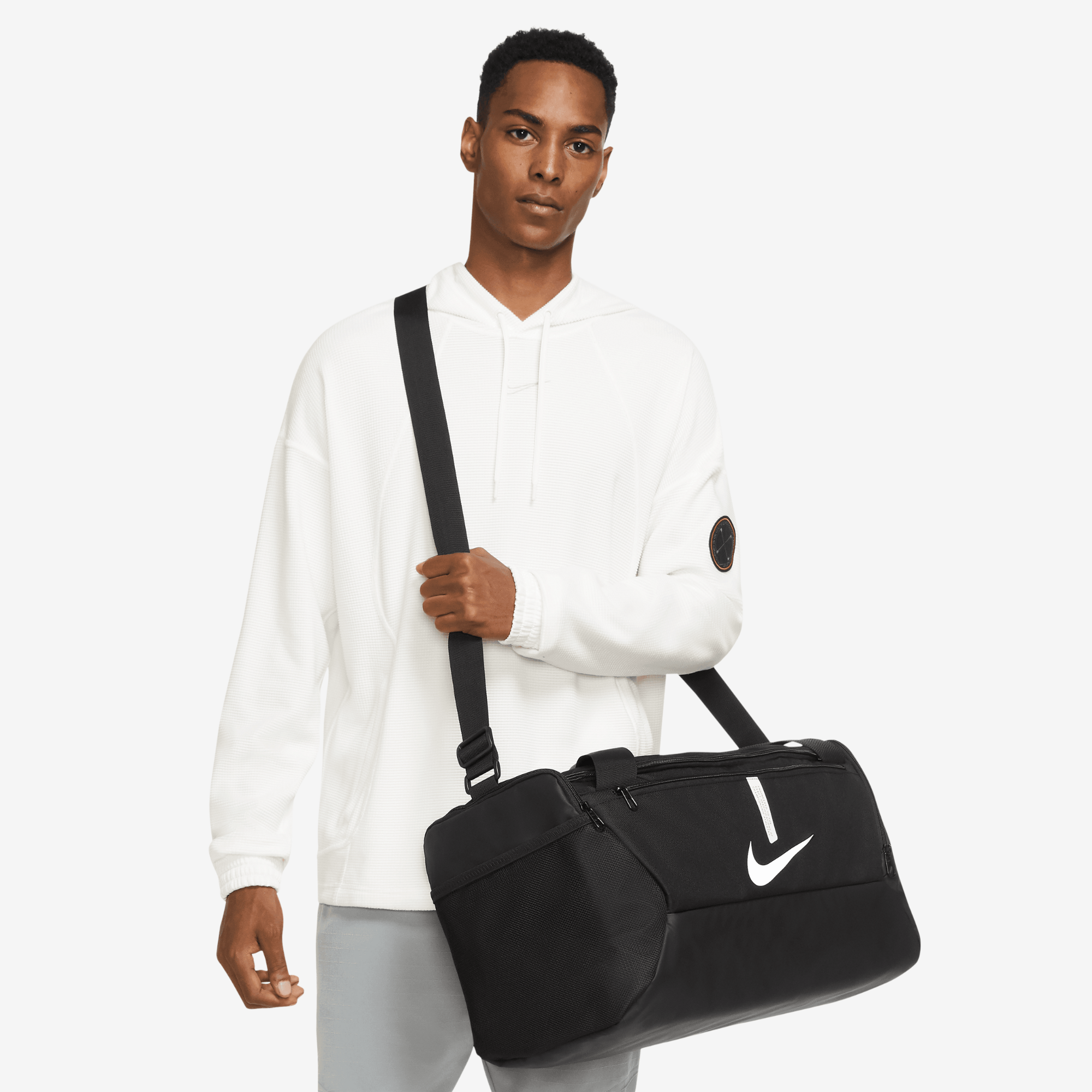 Nike Academy Team Soccer Duffel Bag (Small, 41L) - Black/Black/White