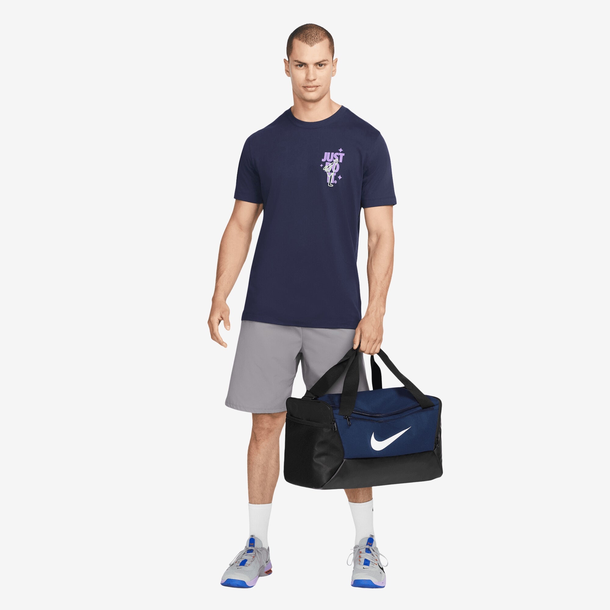 Nike Brasilia Training Duffel Bag (Small, 41L) - Midnight Navy/Black/White