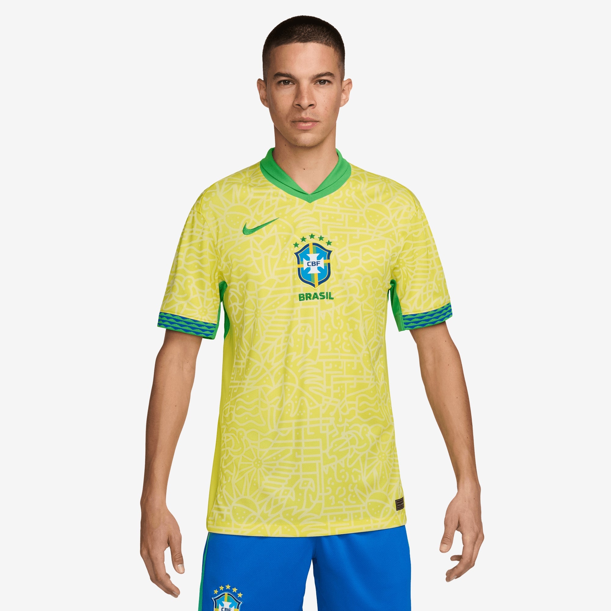 Nike Brazil 2024 Stadium Home Men's Dri-FIT Soccer Replica Jersey - Dynamic Yellow/Lemon Chiffon/Green Spark