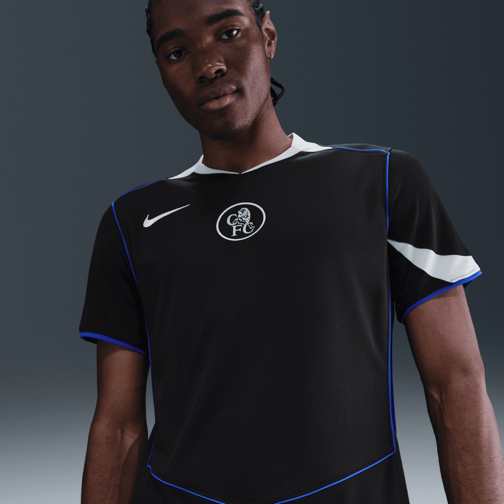 Nike Chelsea 2025/26 Stadium Third Men's Dri-FIT Total 90 Soccer Replica Jersey - Black/Field Silver/Field Silver