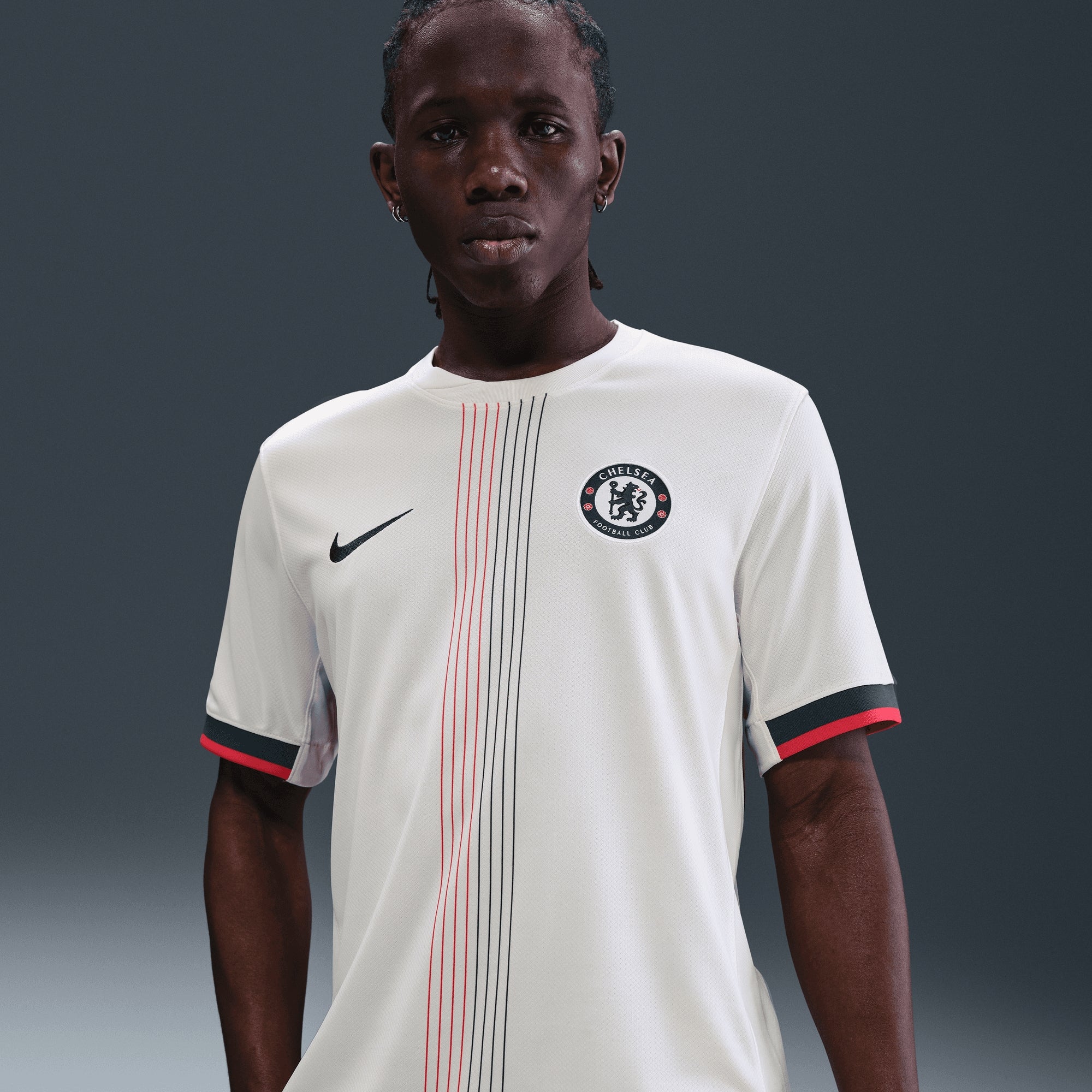 Nike Chelsea FC 2025/26 Stadium Away Men's Dri-FIT Soccer Replica Jersey - Phantom/Speed Red/Galactic Jade