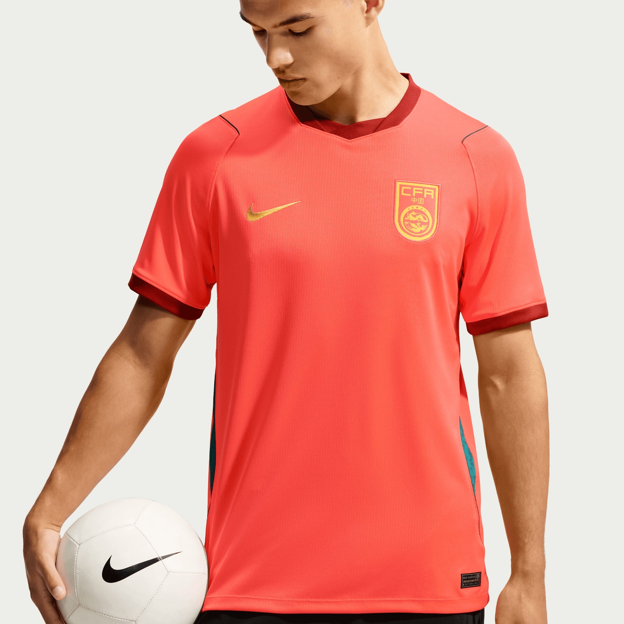 Nike China 2026 Stadium Home Men's Dri-FIT Soccer Replica Jersey - Bright Crimson/Team Red/Yellow Ochre