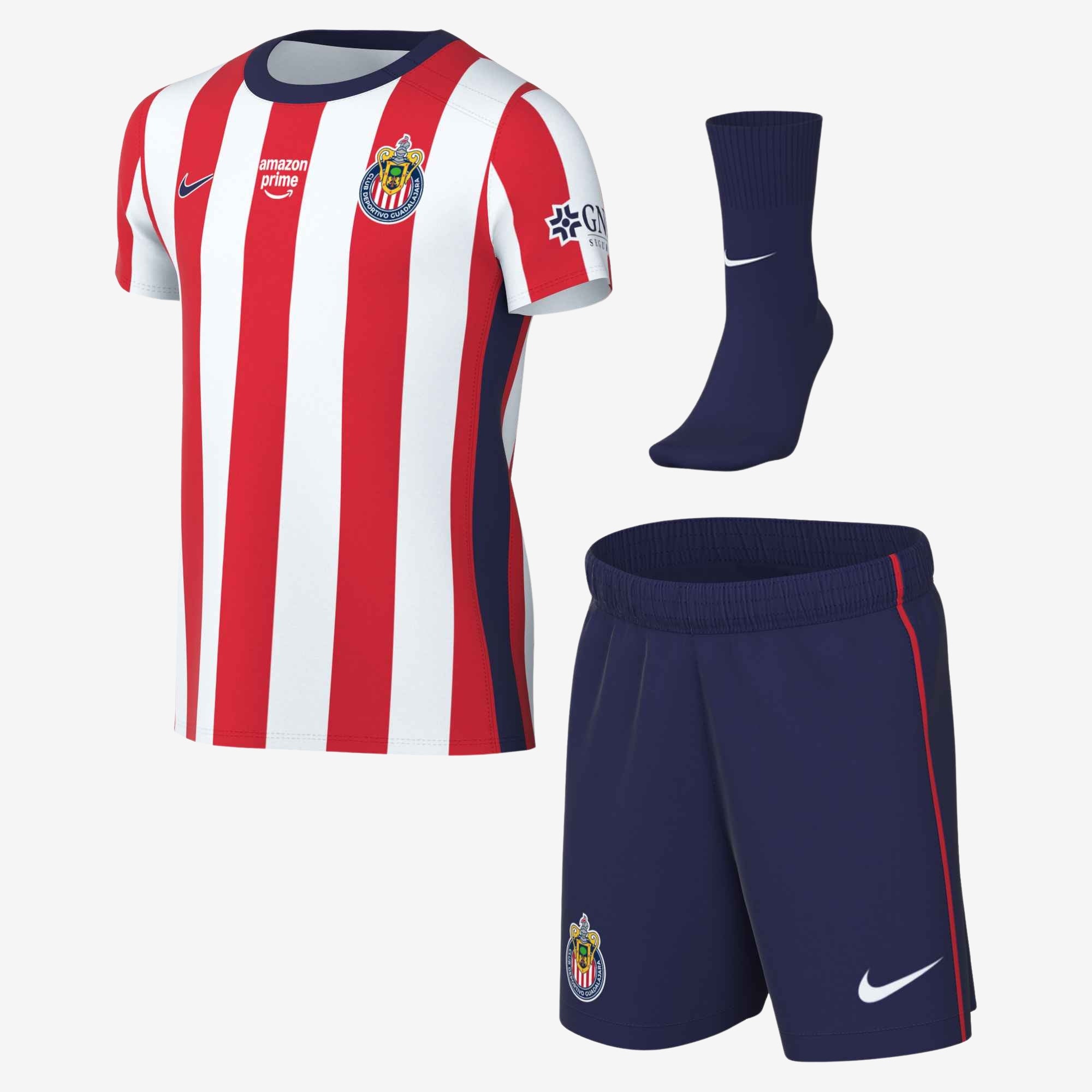 Nike Chivas 2026/27 Stadium Home Baby/Toddler Soccer Replica 3-Piece Kit - White/Speed Red/Loyal Blue