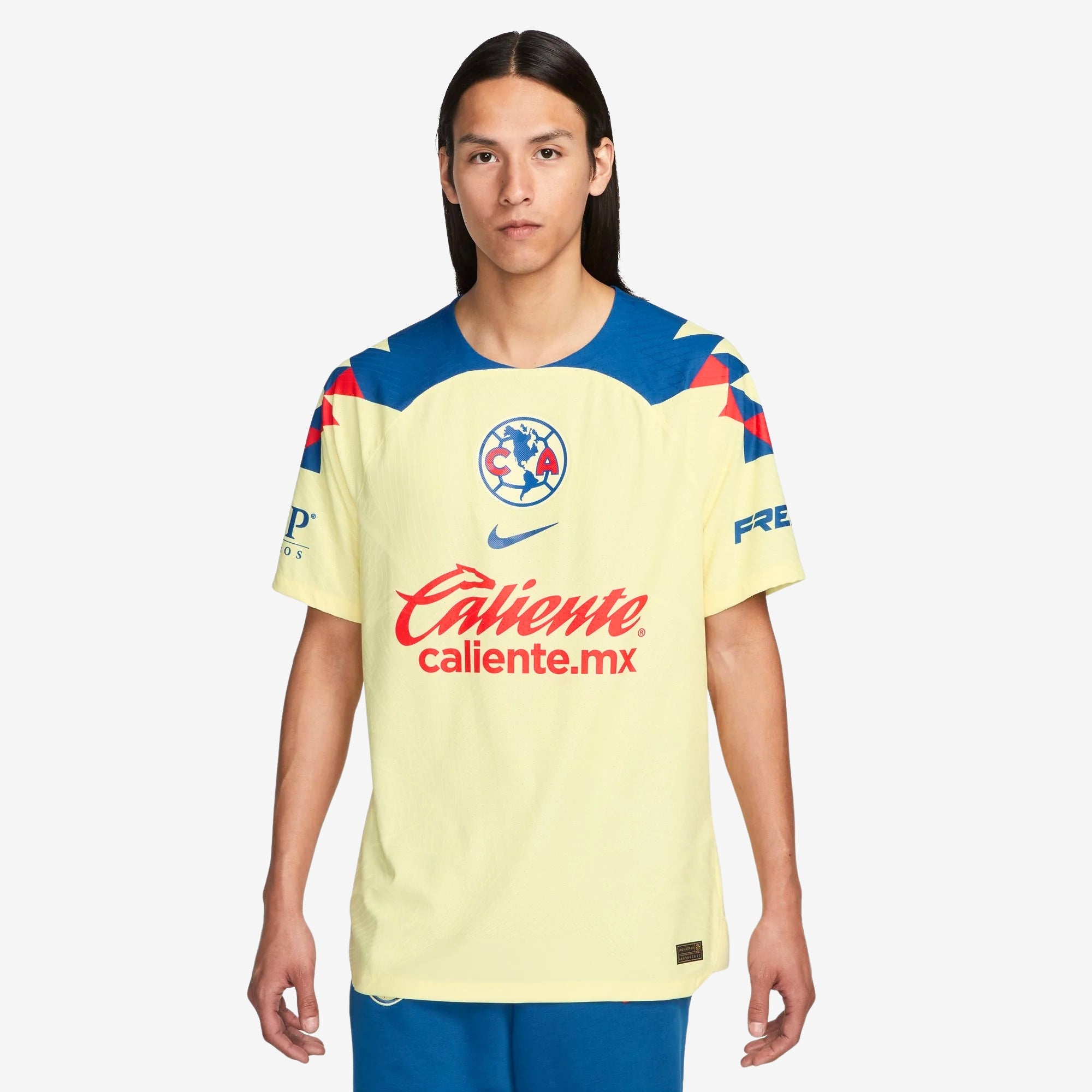 Nike Club América 2023/24 Match Home Men's Dri-FIT ADV Soccer Authentic Jersey - Lemon Chiffon/Blue Jay/Blue Jay